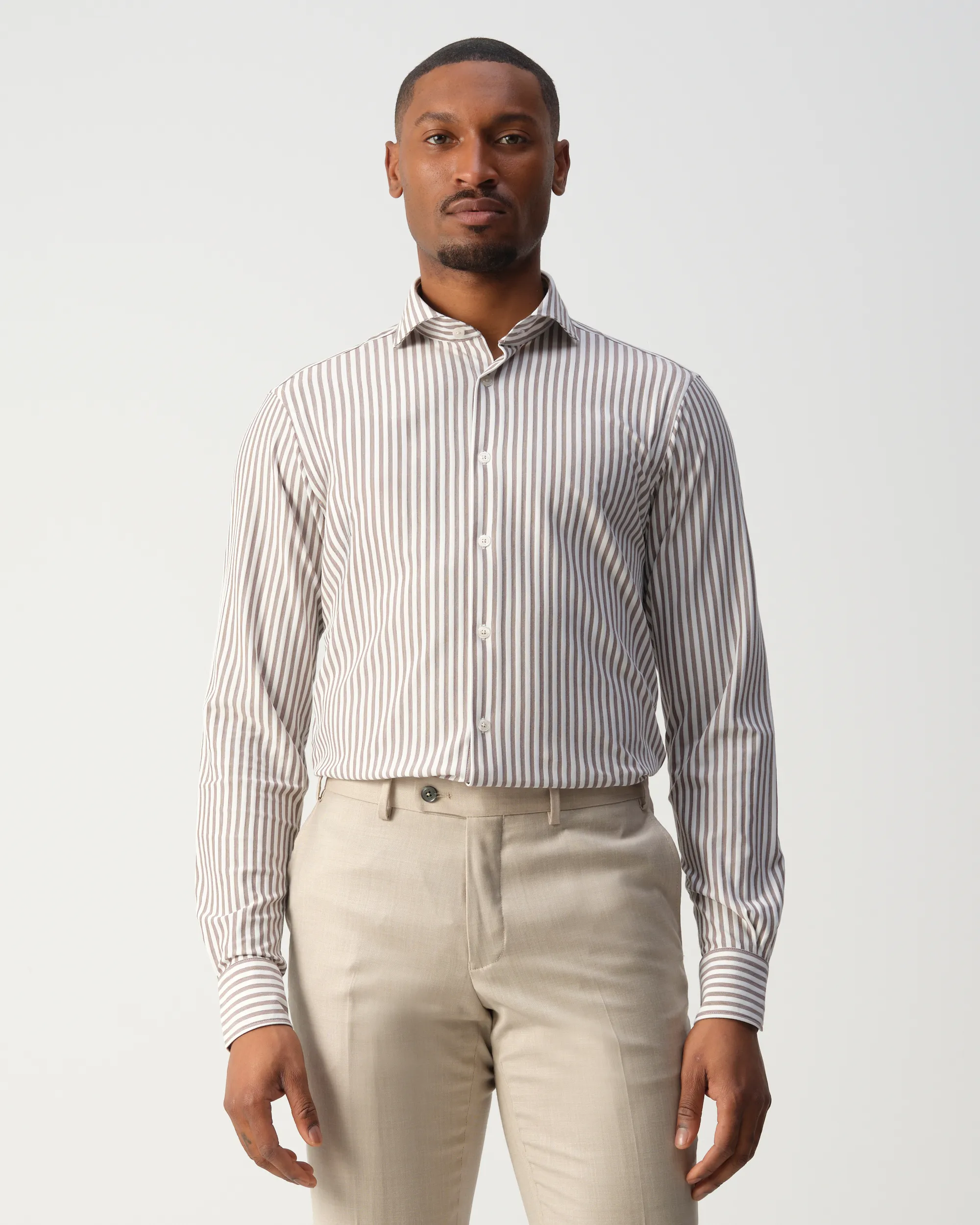 Vesper Finchley Overhemd Bruin streep 106974-001-37