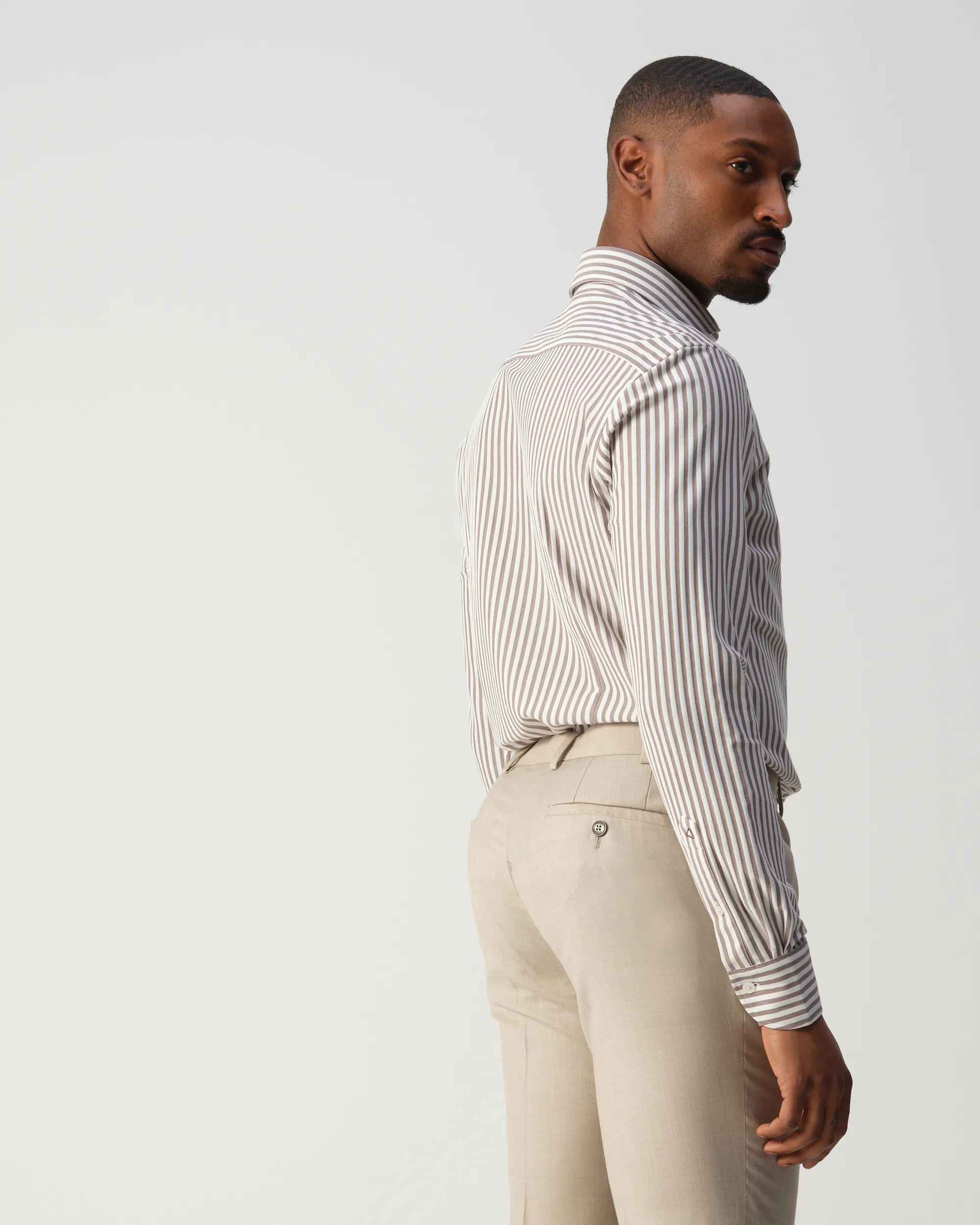 Vesper Finchley Overhemd Bruin streep 106974-001-37