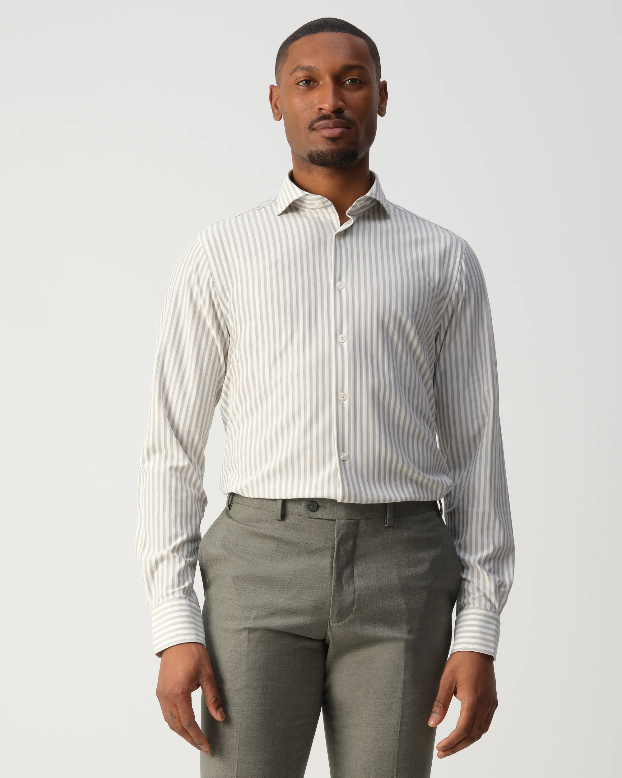 Vesper Finchley Overhemd Taupe stripe 106974-003-37