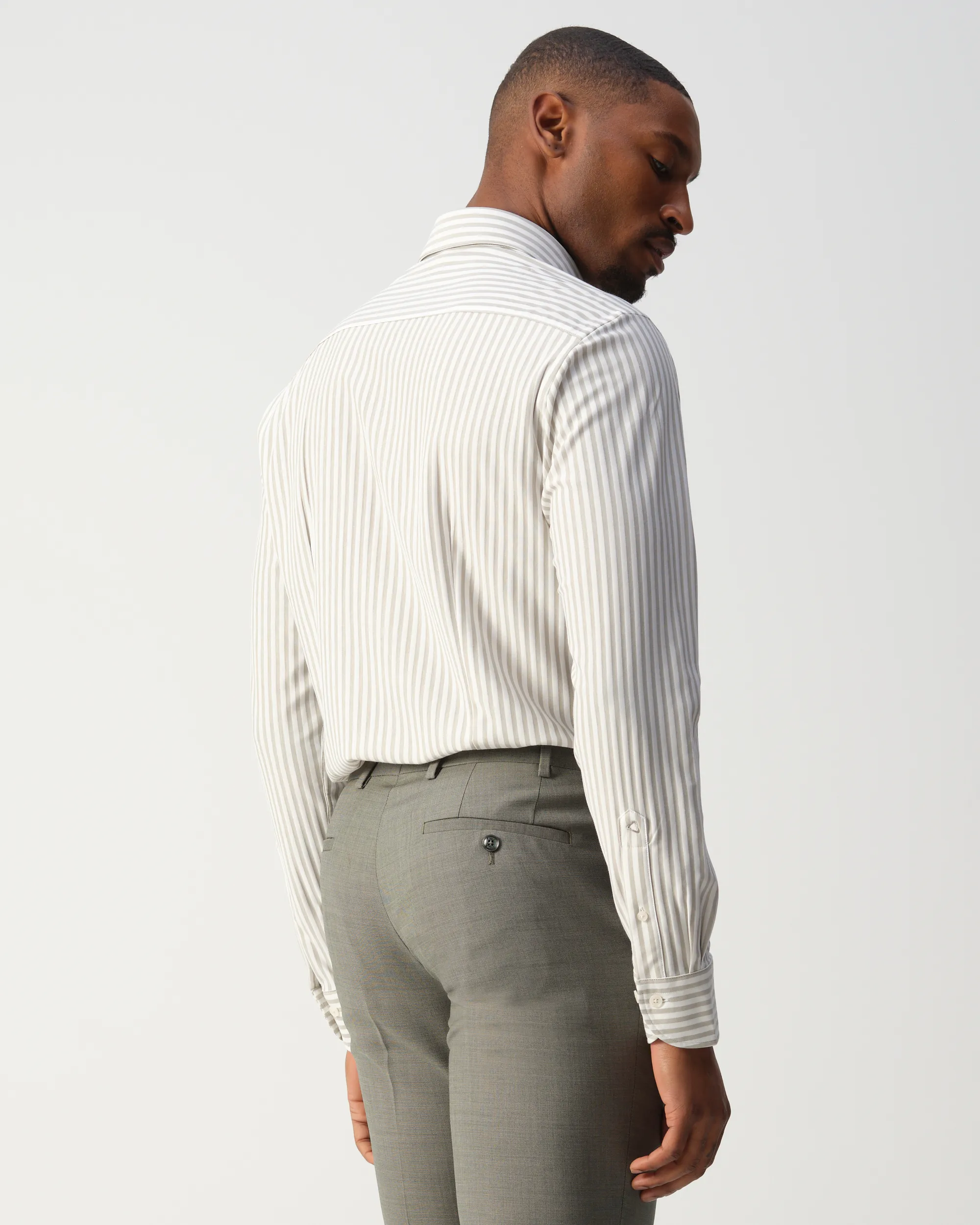 Vesper Finchley Overhemd Taupe stripe 106974-003-37