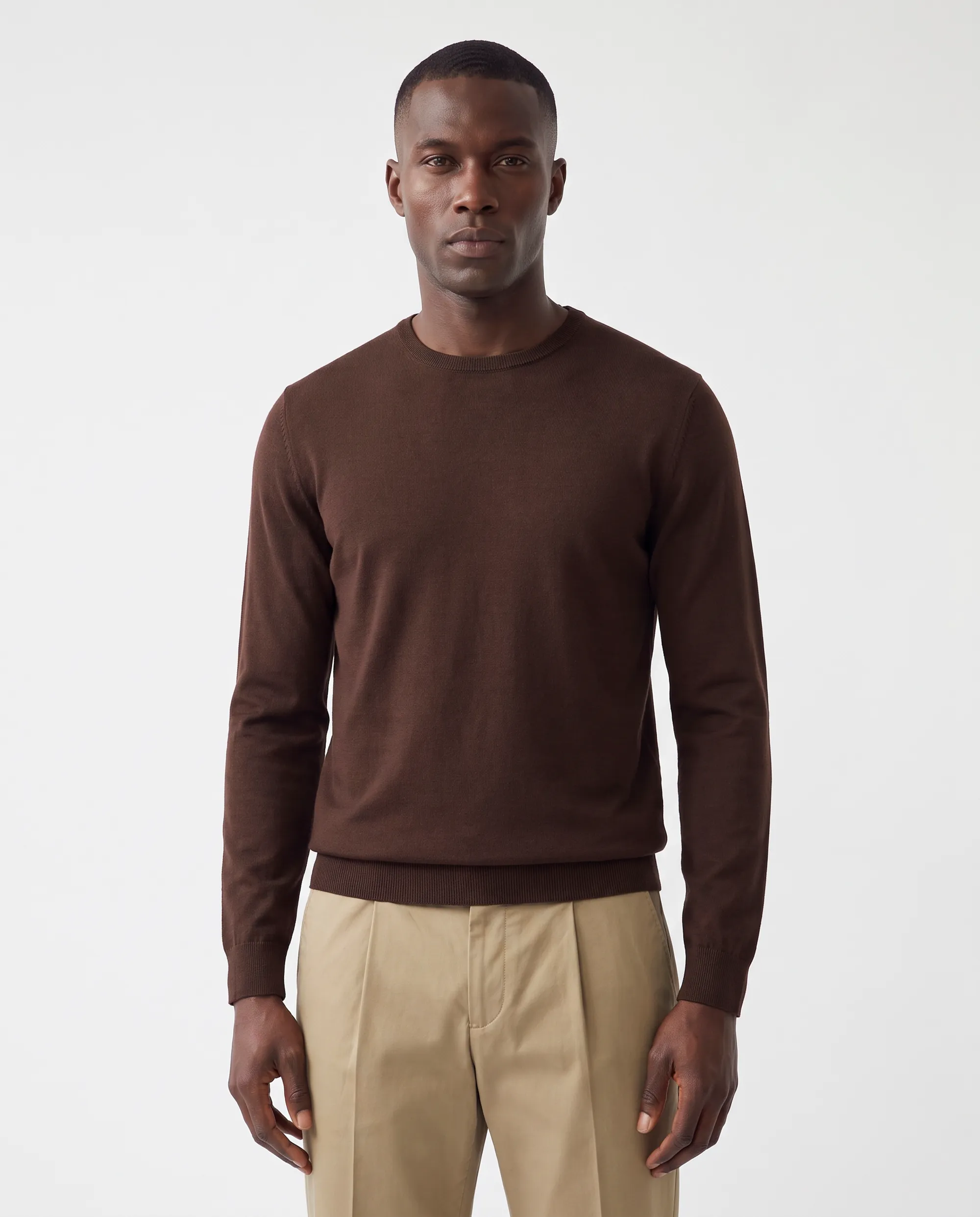 Vesper Trui ronde hals Mortimer Dark brown 106978-003-L