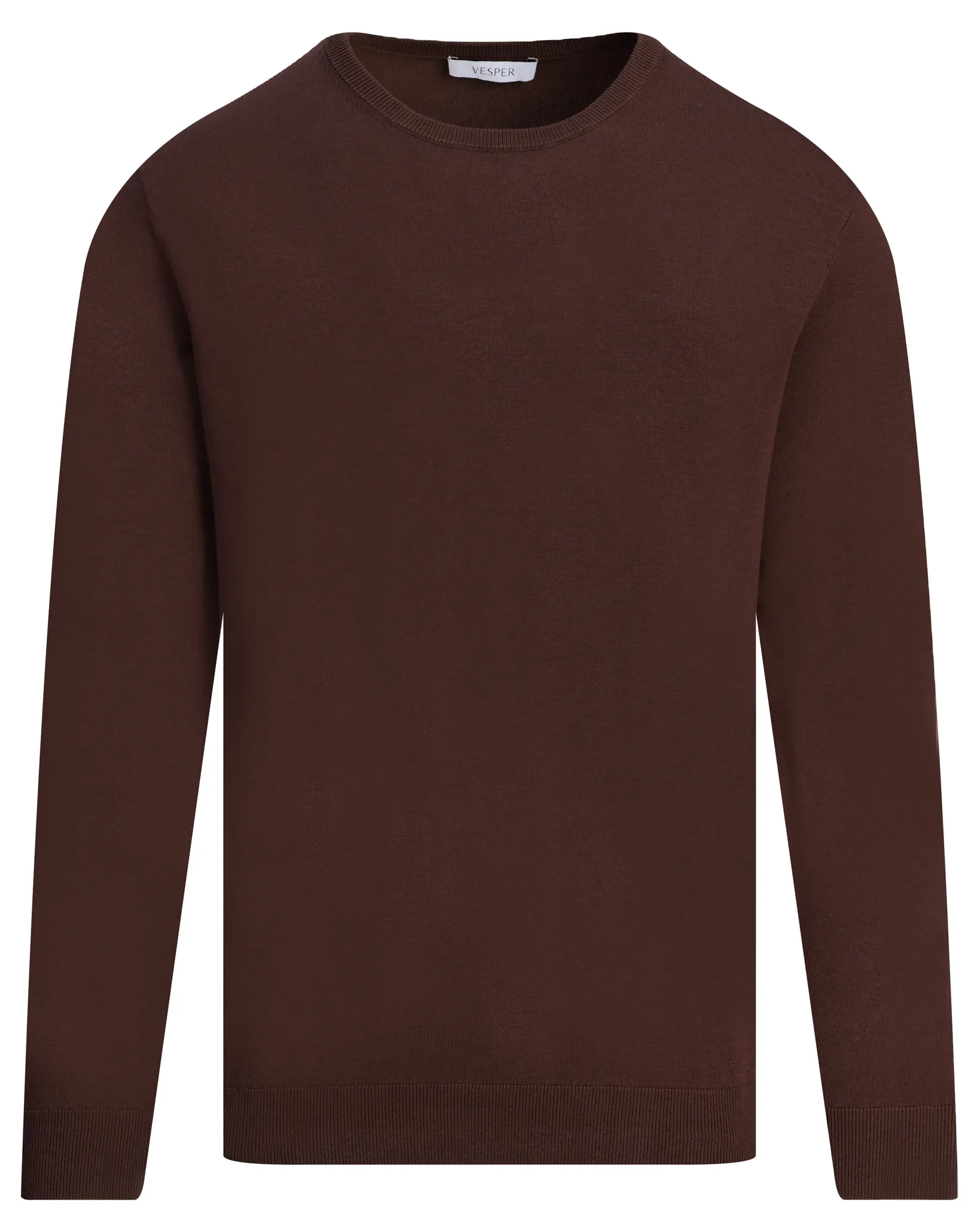 Vesper Trui ronde hals Mortimer Dark brown 106978-003-L