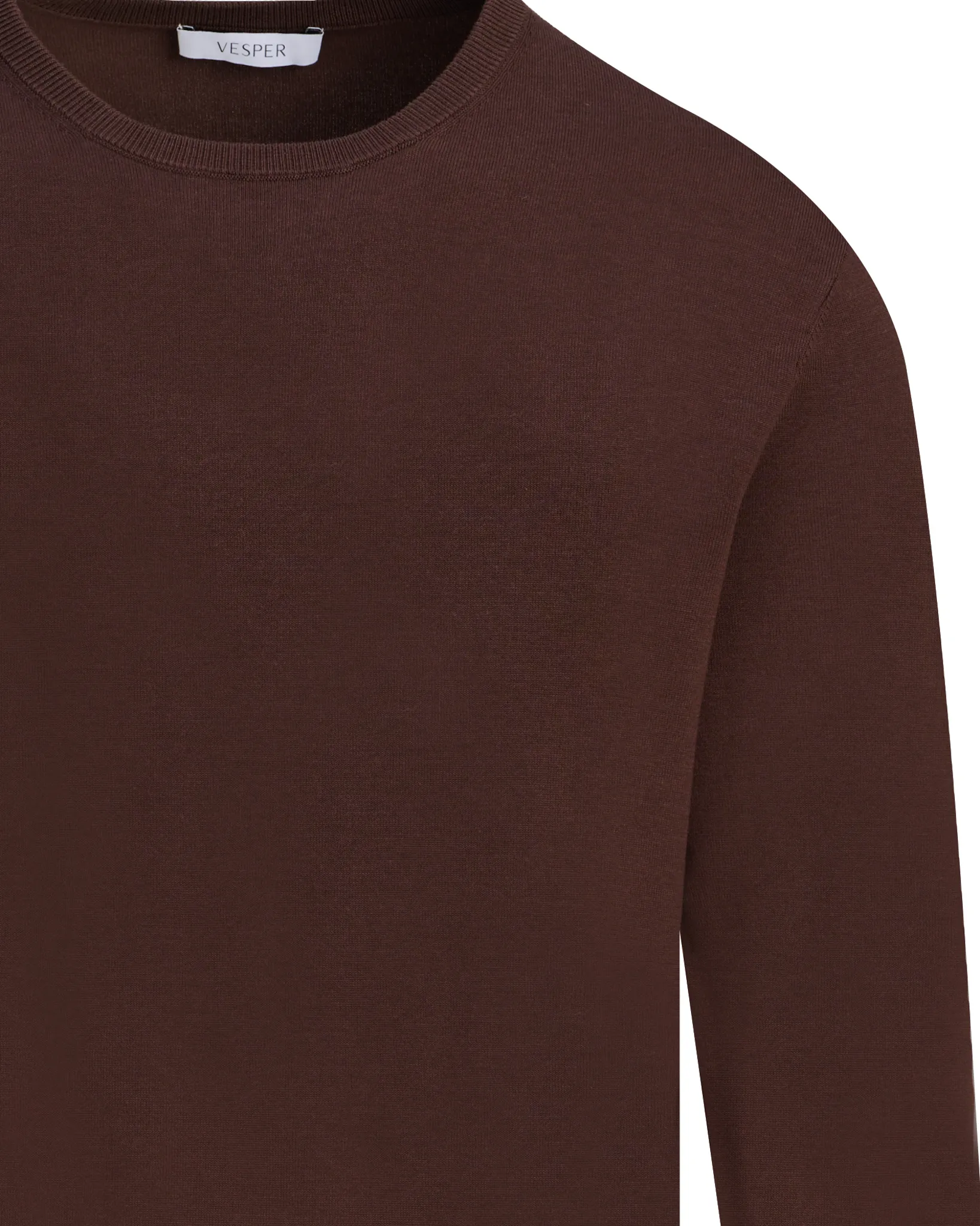 Vesper Trui ronde hals Mortimer Dark brown 106978-003-L