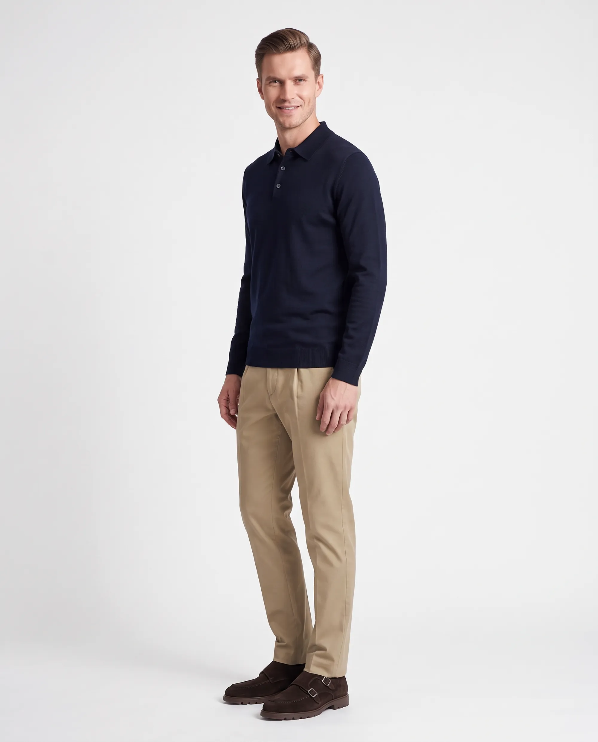 Vesper Polo lange mouw Landsdowne Navy 106979-002-L