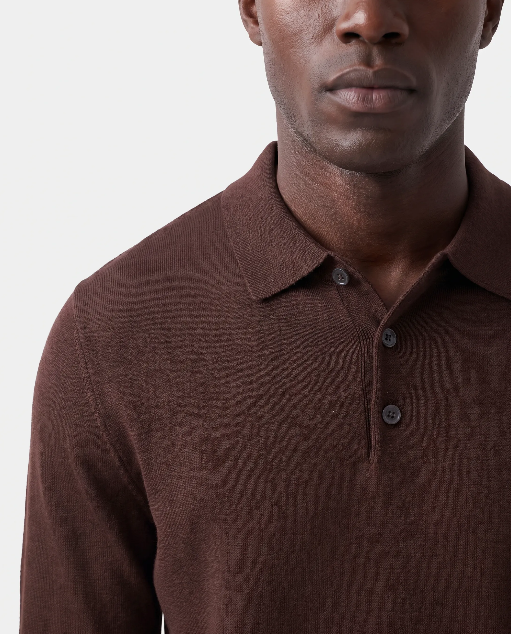 Vesper Polo lange mouw Landsdowne Dark brown 106979-003-L