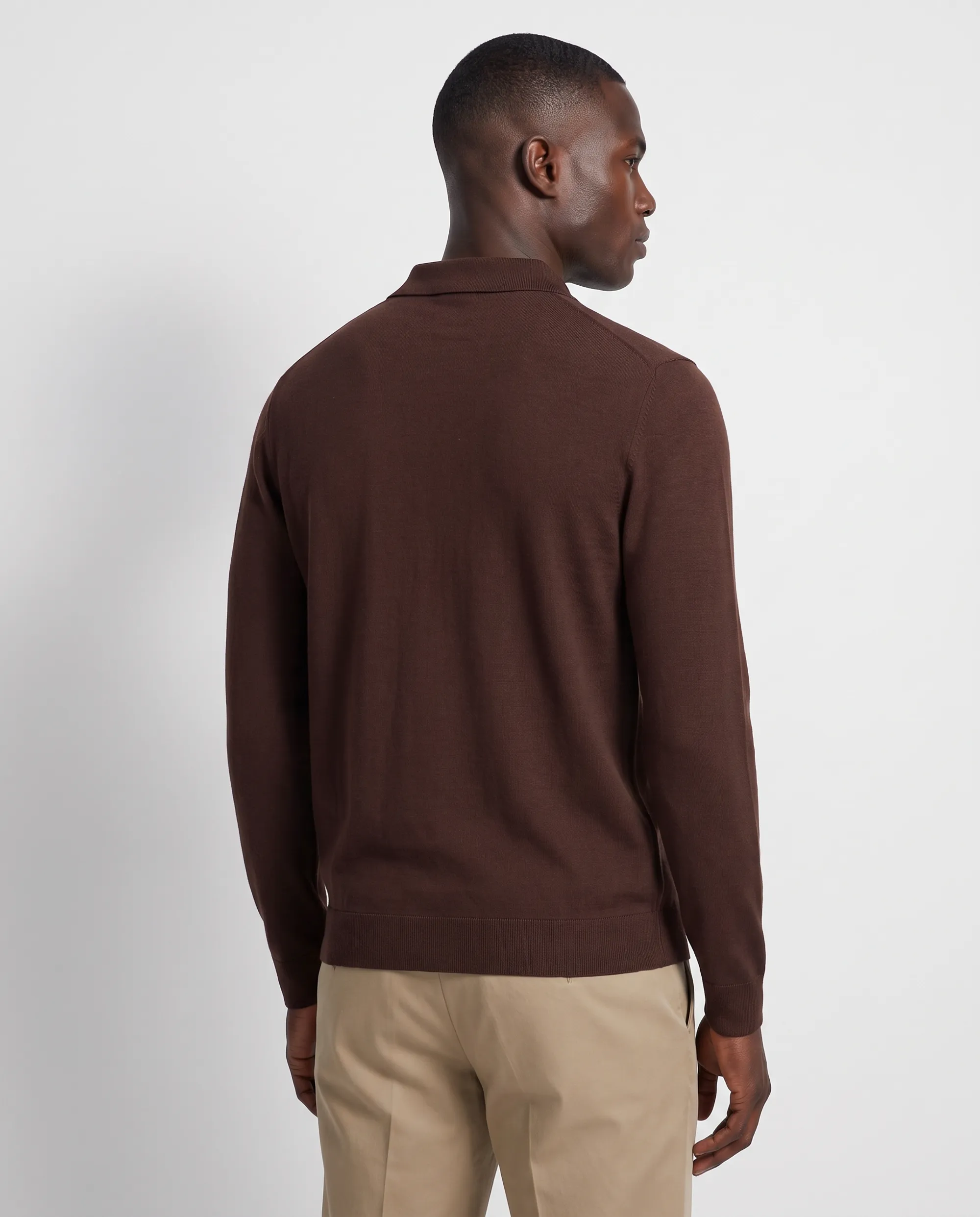 Vesper Polo lange mouw Landsdowne Dark brown 106979-003-L