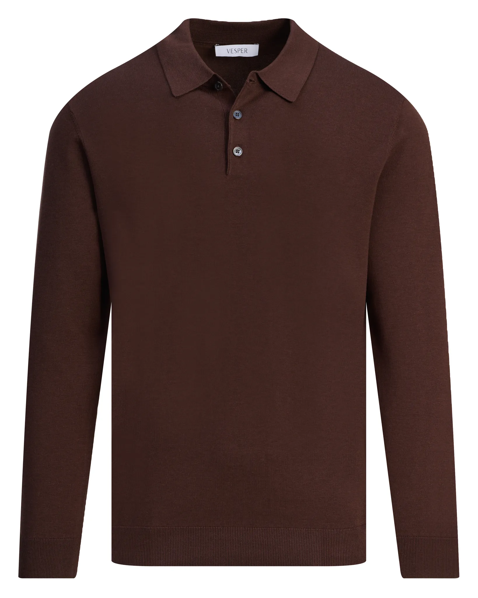Vesper Polo long sleeve Landsdowne Dark brown 106979-003-L