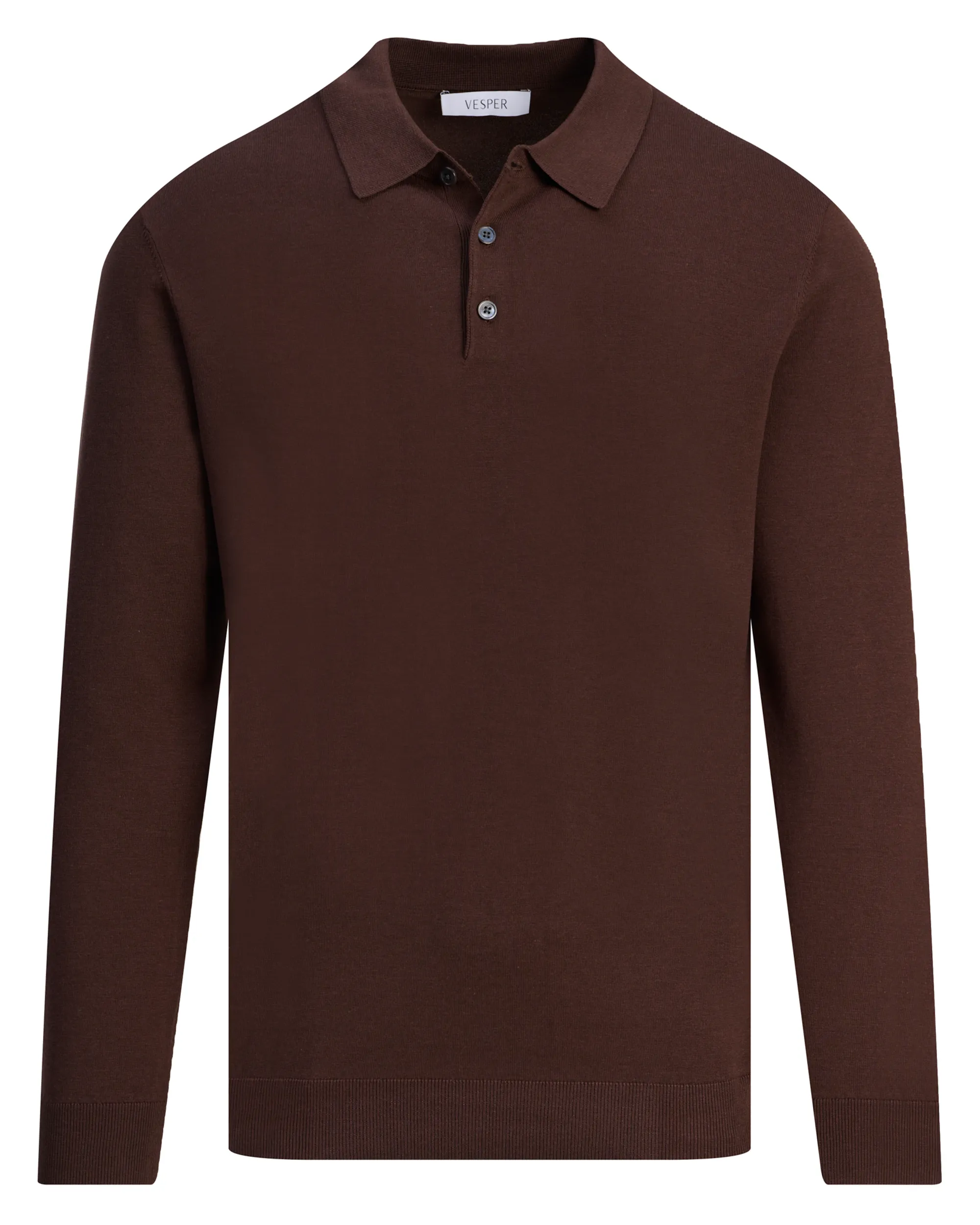 Vesper Polo lange mouw Landsdowne Dark brown 106979-003-L
