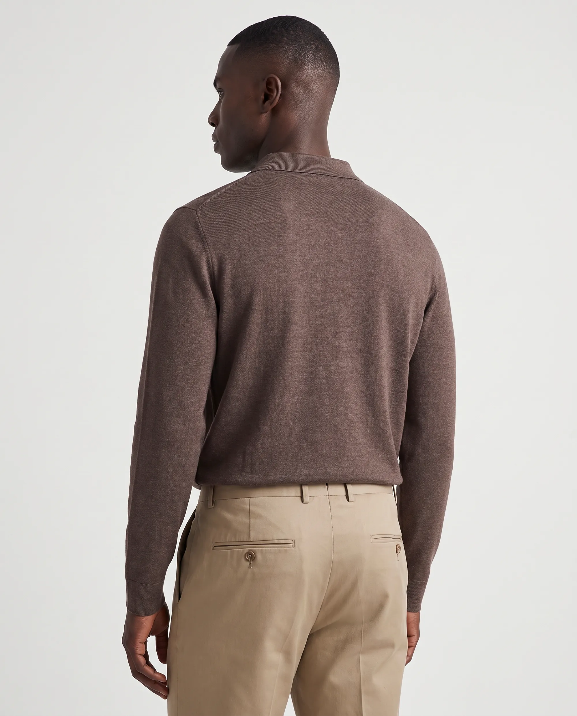 Vesper Polo lange mouw Landsdowne Coffe Bean 106979-004-L