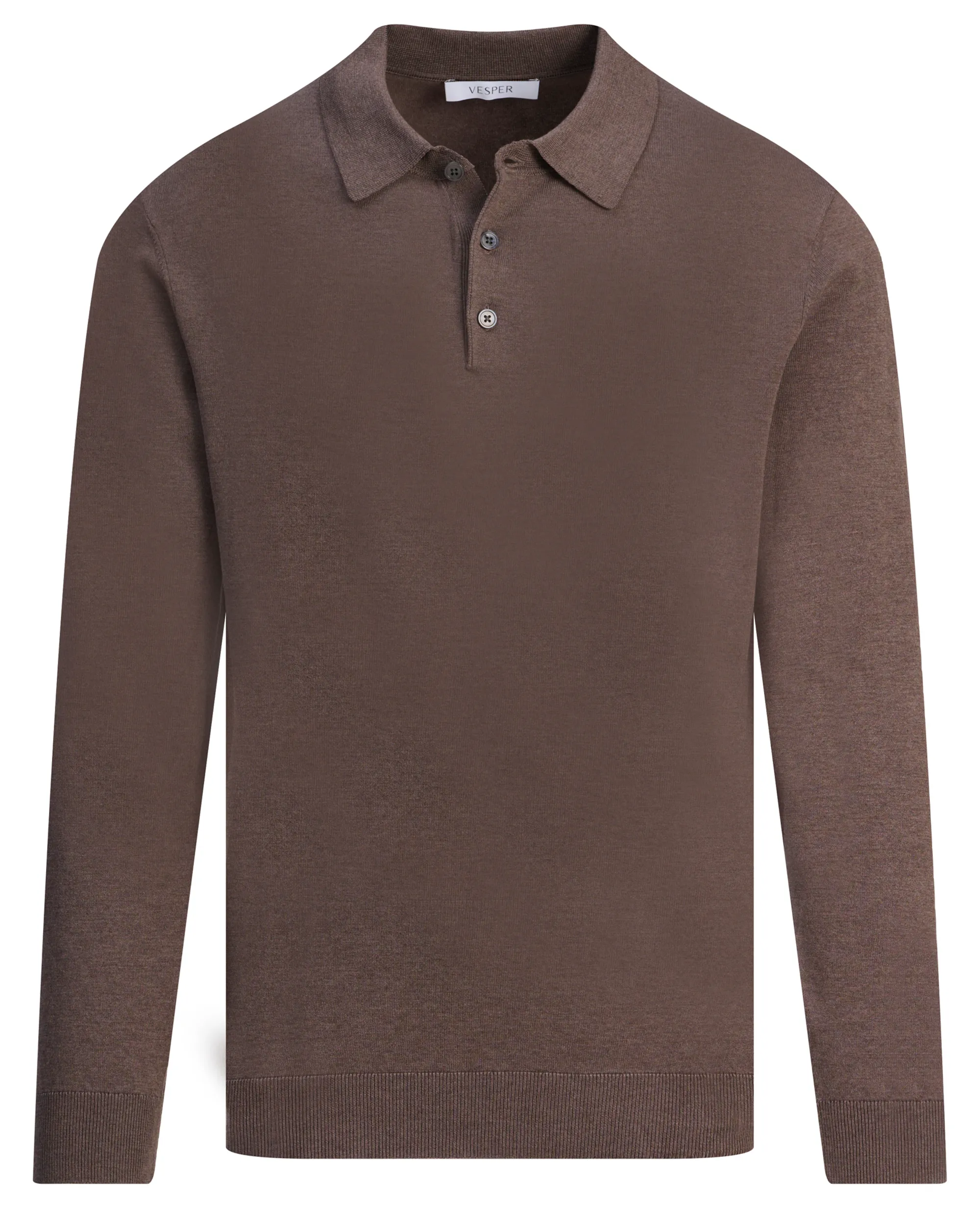 Vesper Polo lange mouw Landsdowne Coffe Bean 106979-004-L