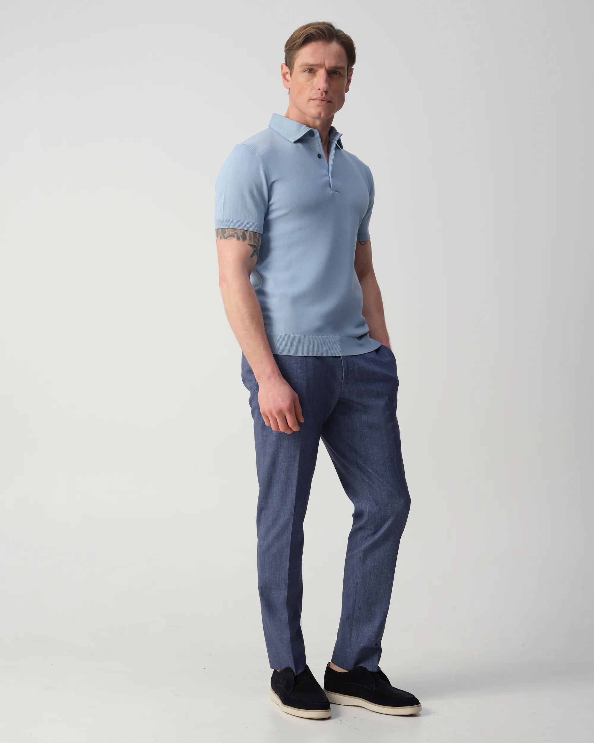 Vesper Pelham Polo Lichtblauw uni 106980-001-L
