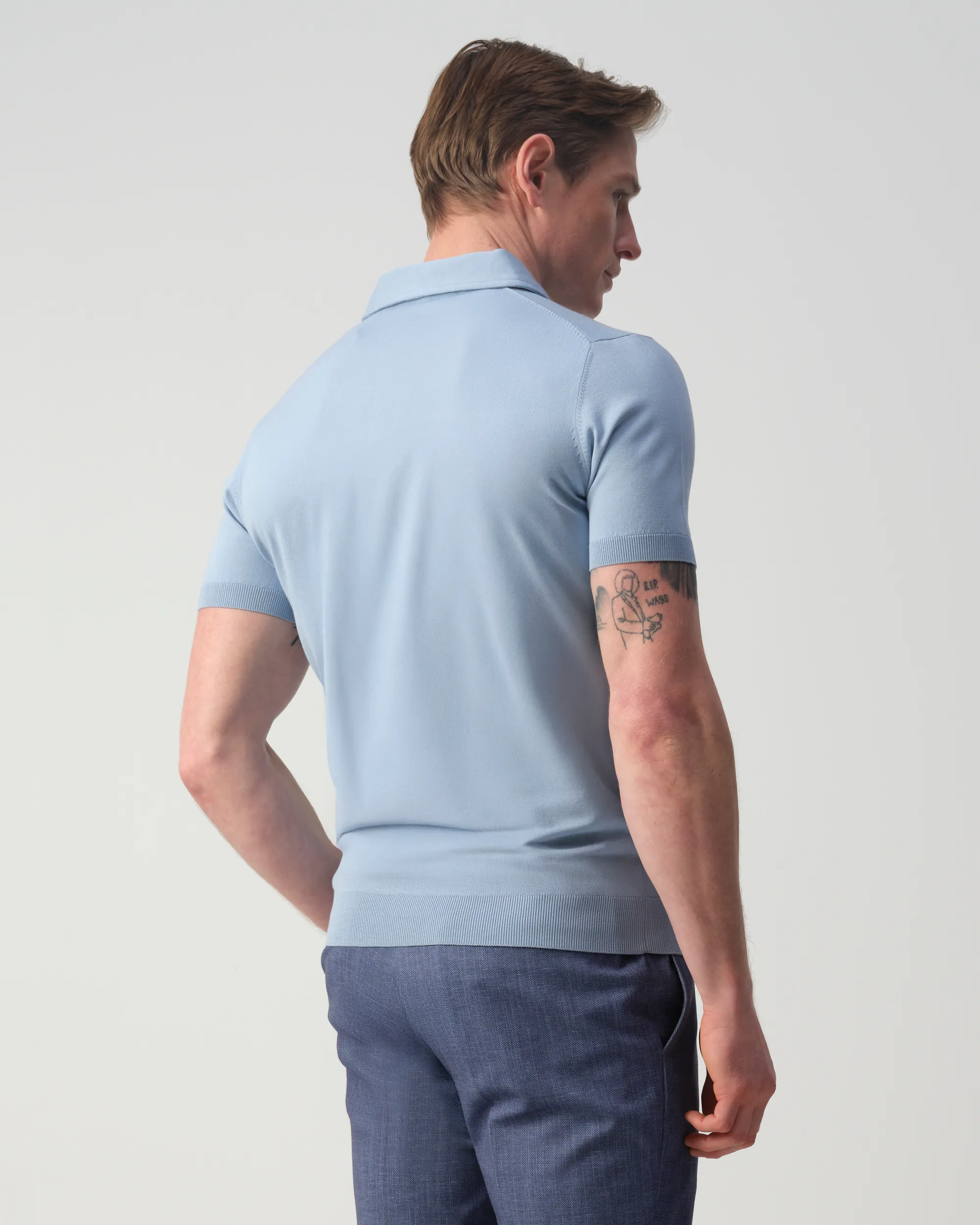 Vesper Pelham Polo Lichtblauw uni 106980-001-L