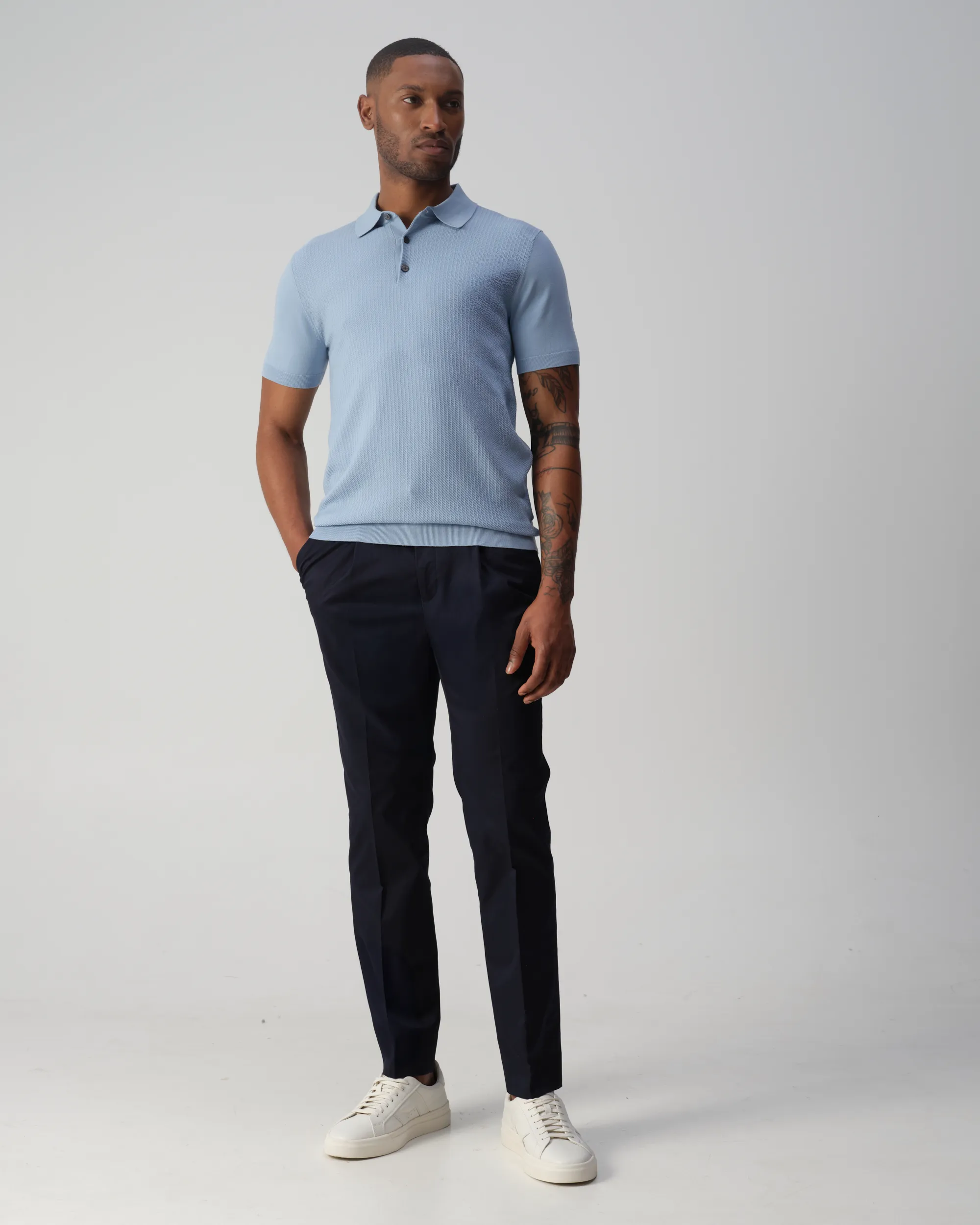 Vesper Baker Polo Lichtblauw uni 106982-001-L