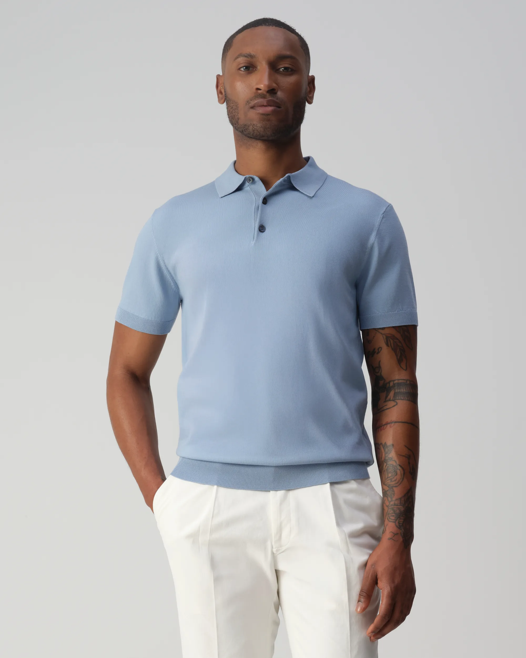 Vesper Marleybone Polo Lichtblauw uni 106983-001-L