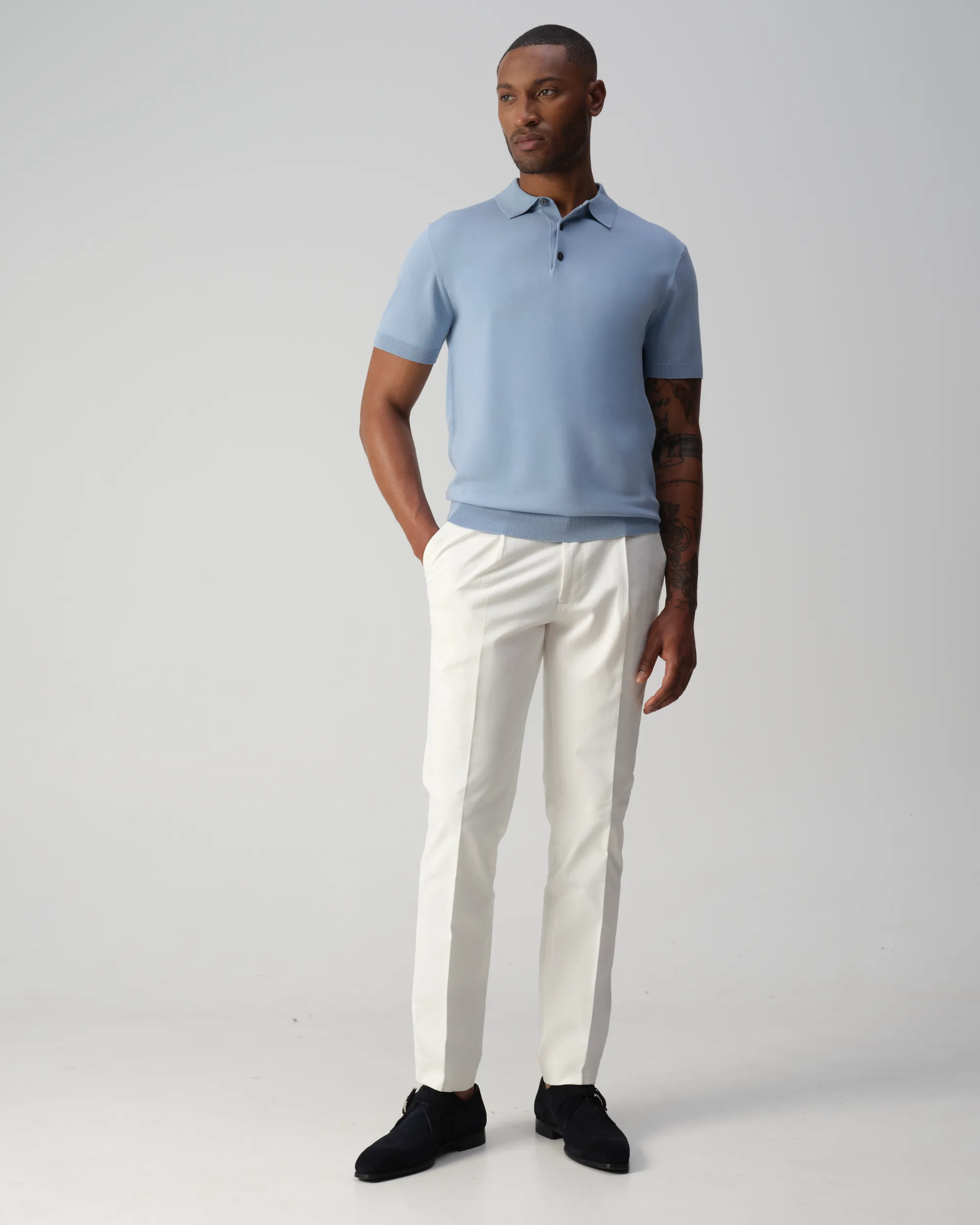 Vesper Marleybone Polo Lichtblauw uni 106983-001-L