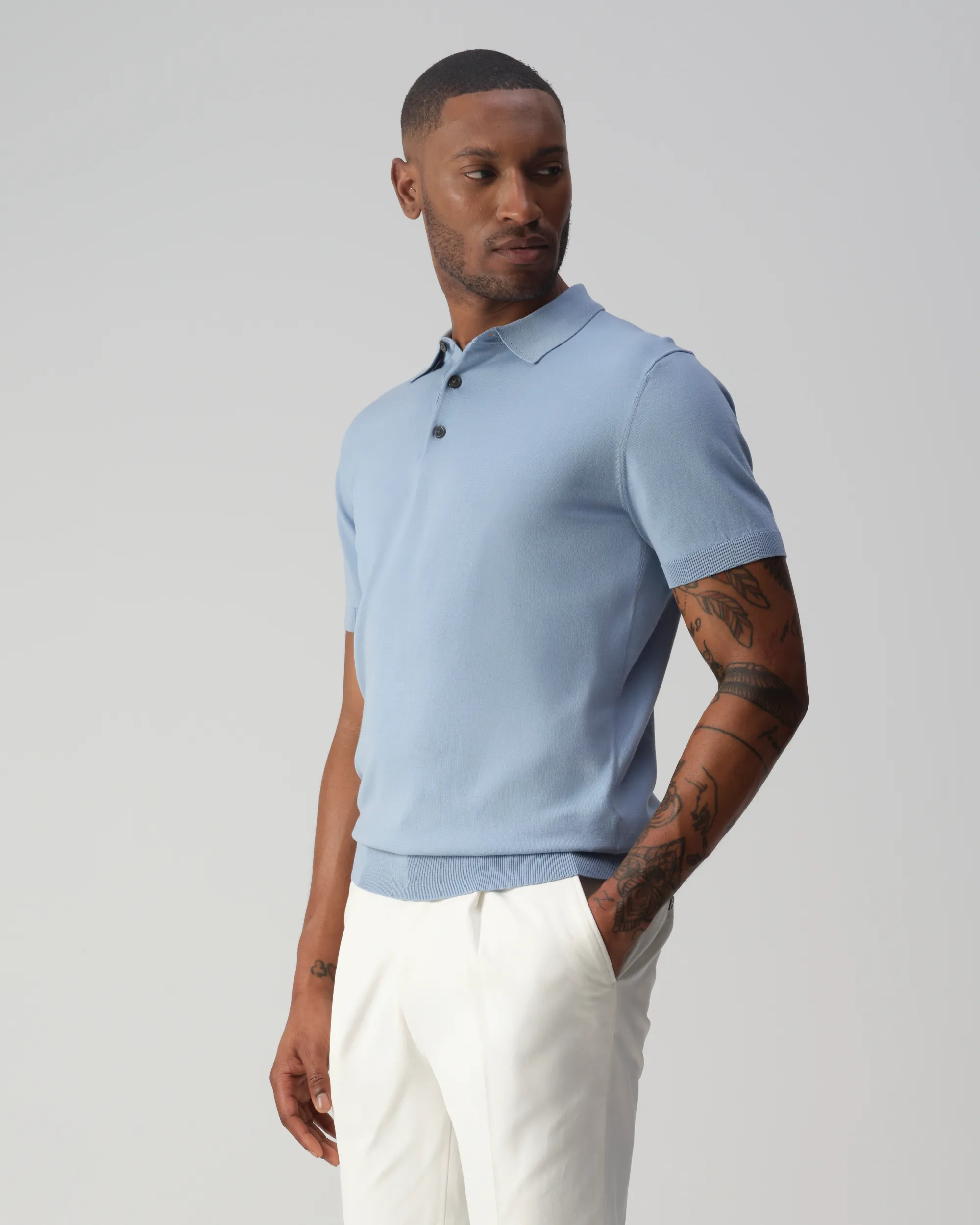 Vesper Marleybone Polo Lichtblauw uni 106983-001-L