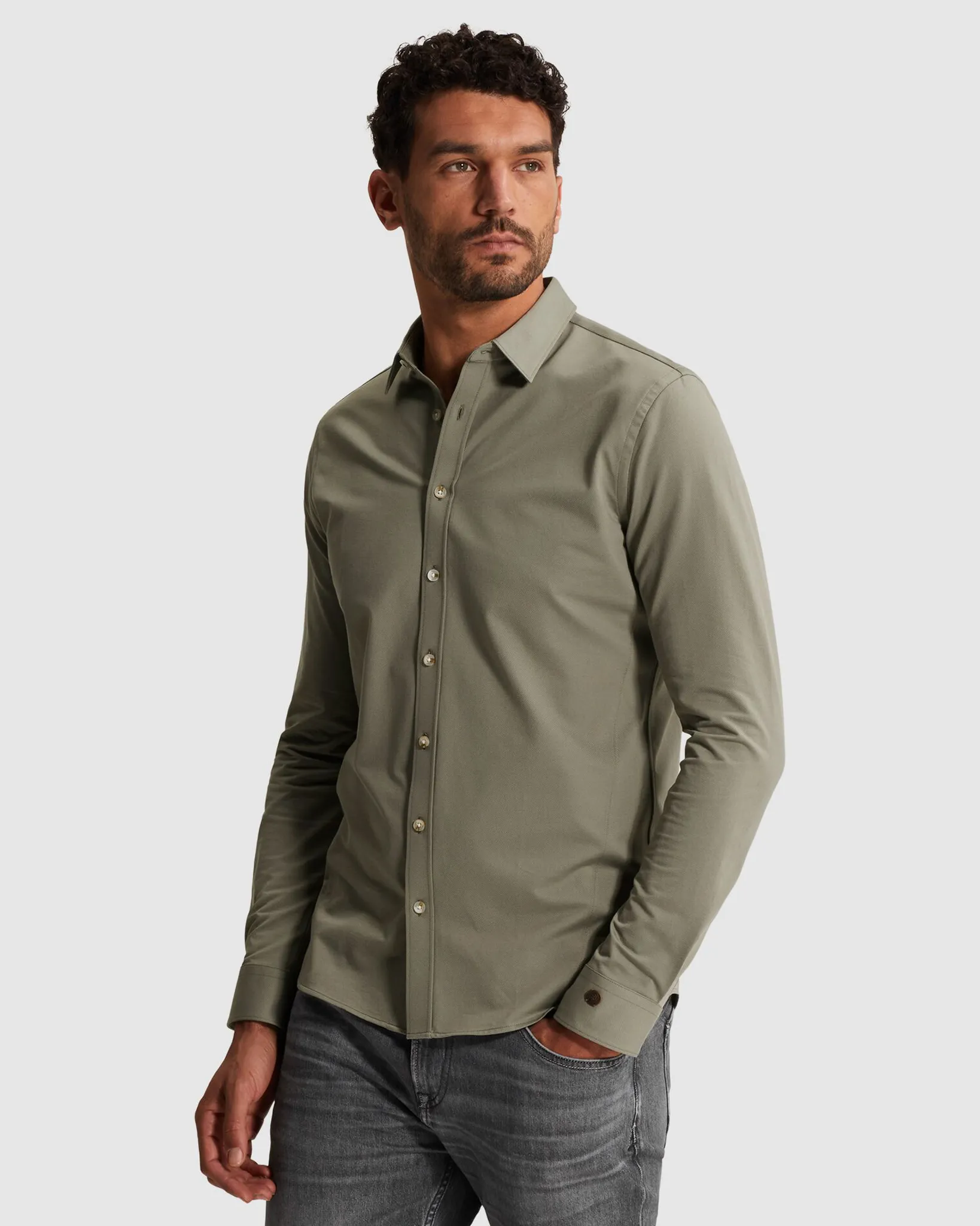 Cast Iron Casual Overhemd Groen 107288-001-L