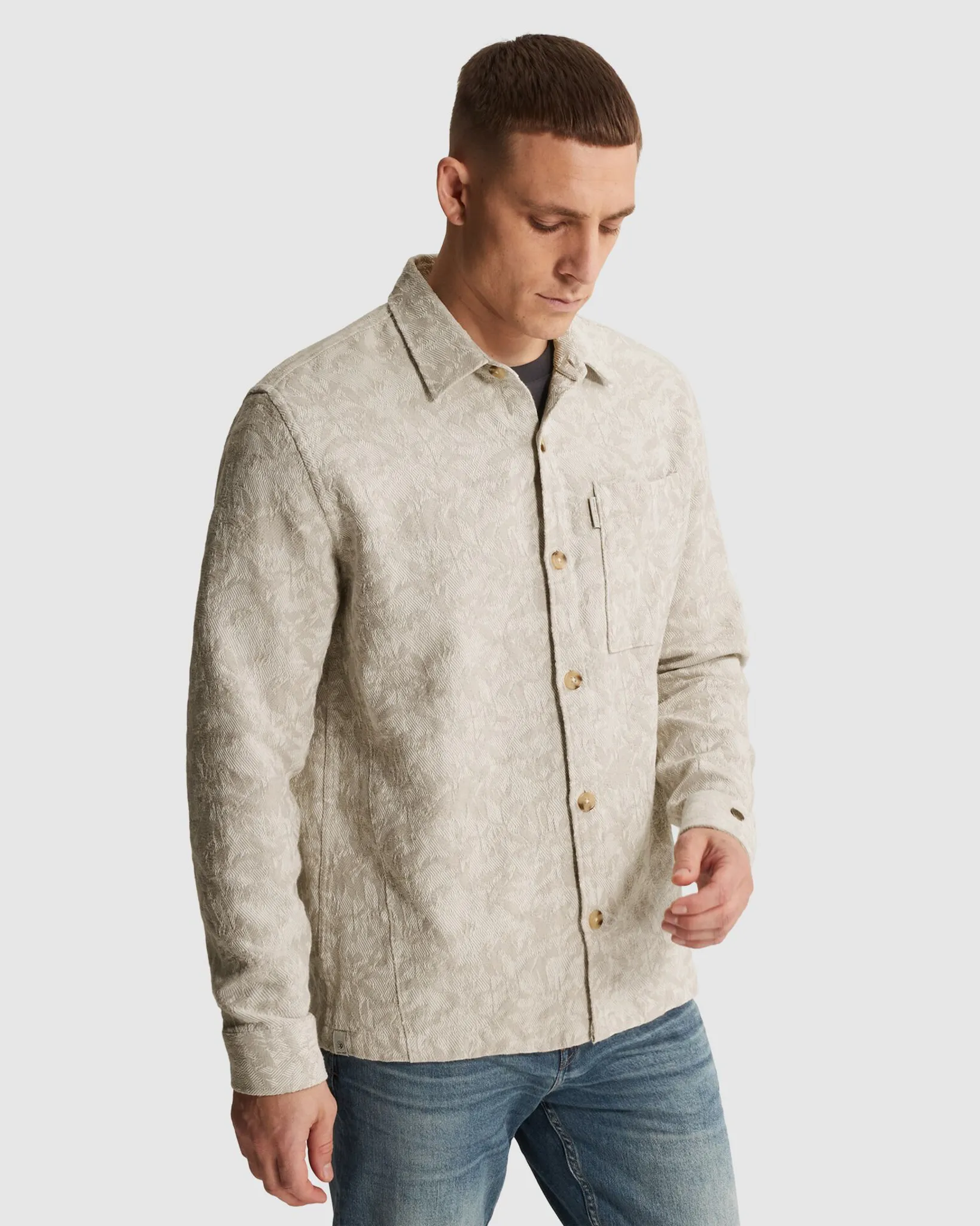 Cast Iron Casual shirt Wit 107344-001-L