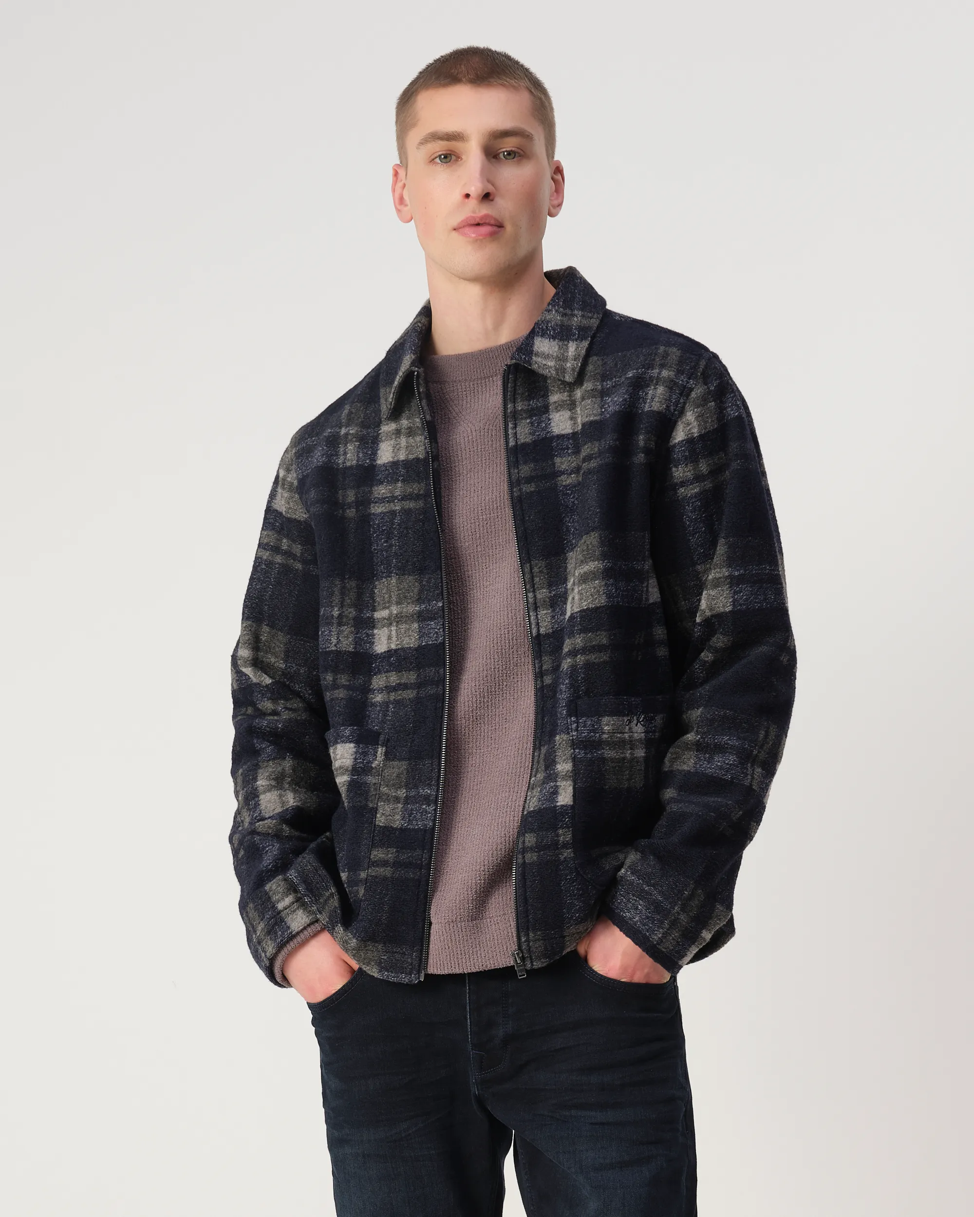 J.C. RAGS Overshirt Sky captain blue grote ruit 107581-001-L