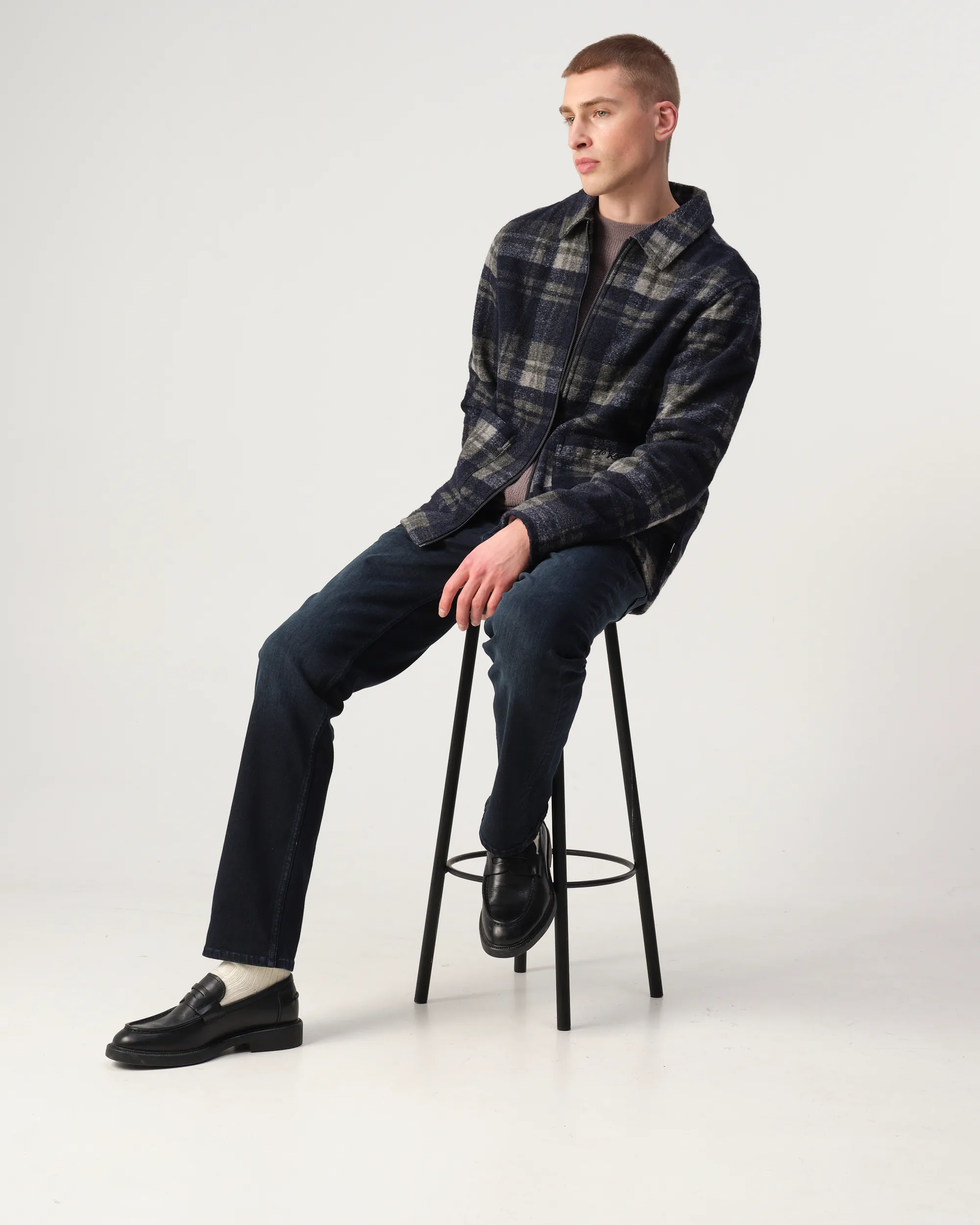 J.C. RAGS Overshirt Sky captain blue grote ruit 107581-001-L