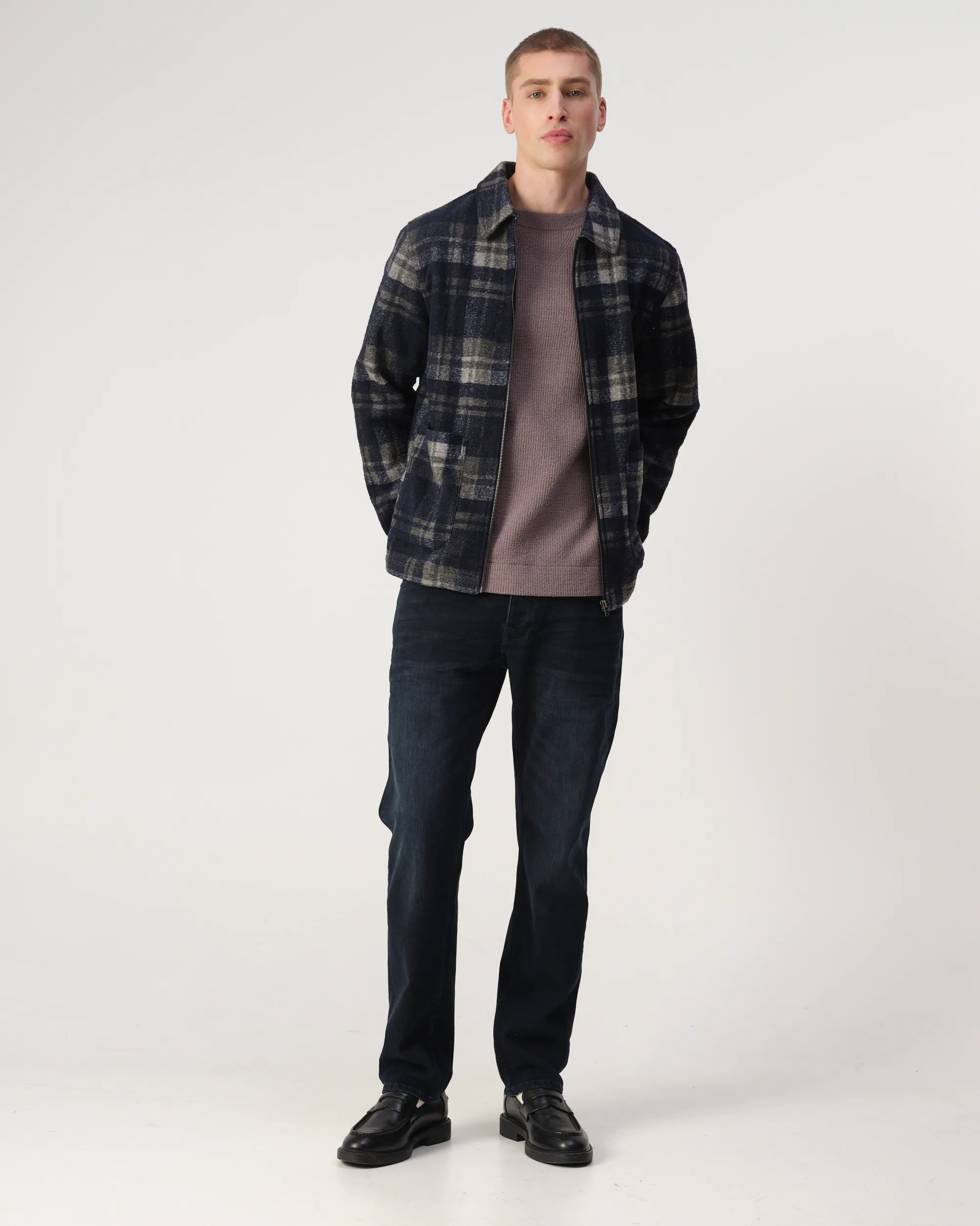 J.C. RAGS Overshirt Sky captain blue grote ruit 107581-001-L