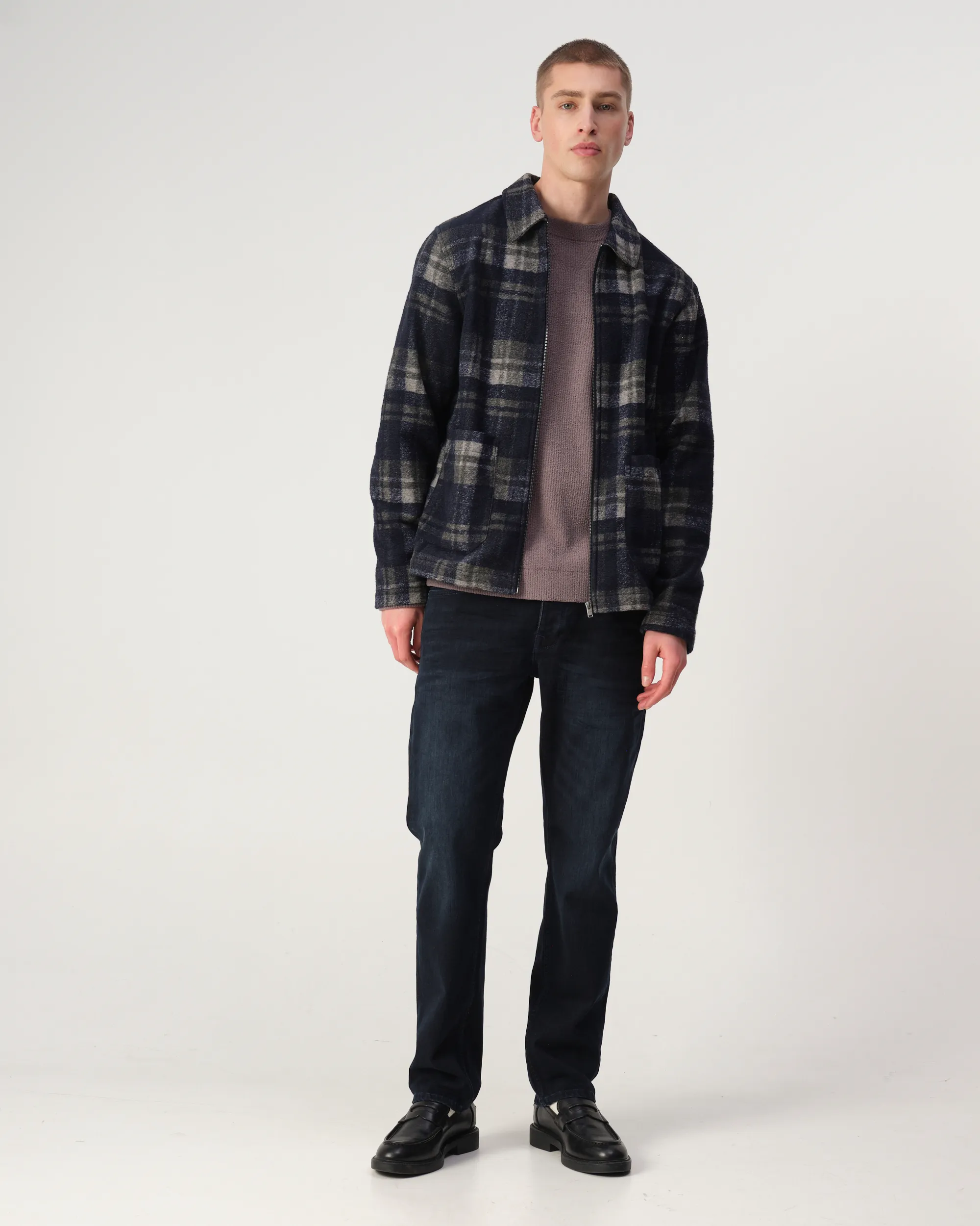 J.C. RAGS Overshirt Sky captain blue grote ruit 107581-001-L