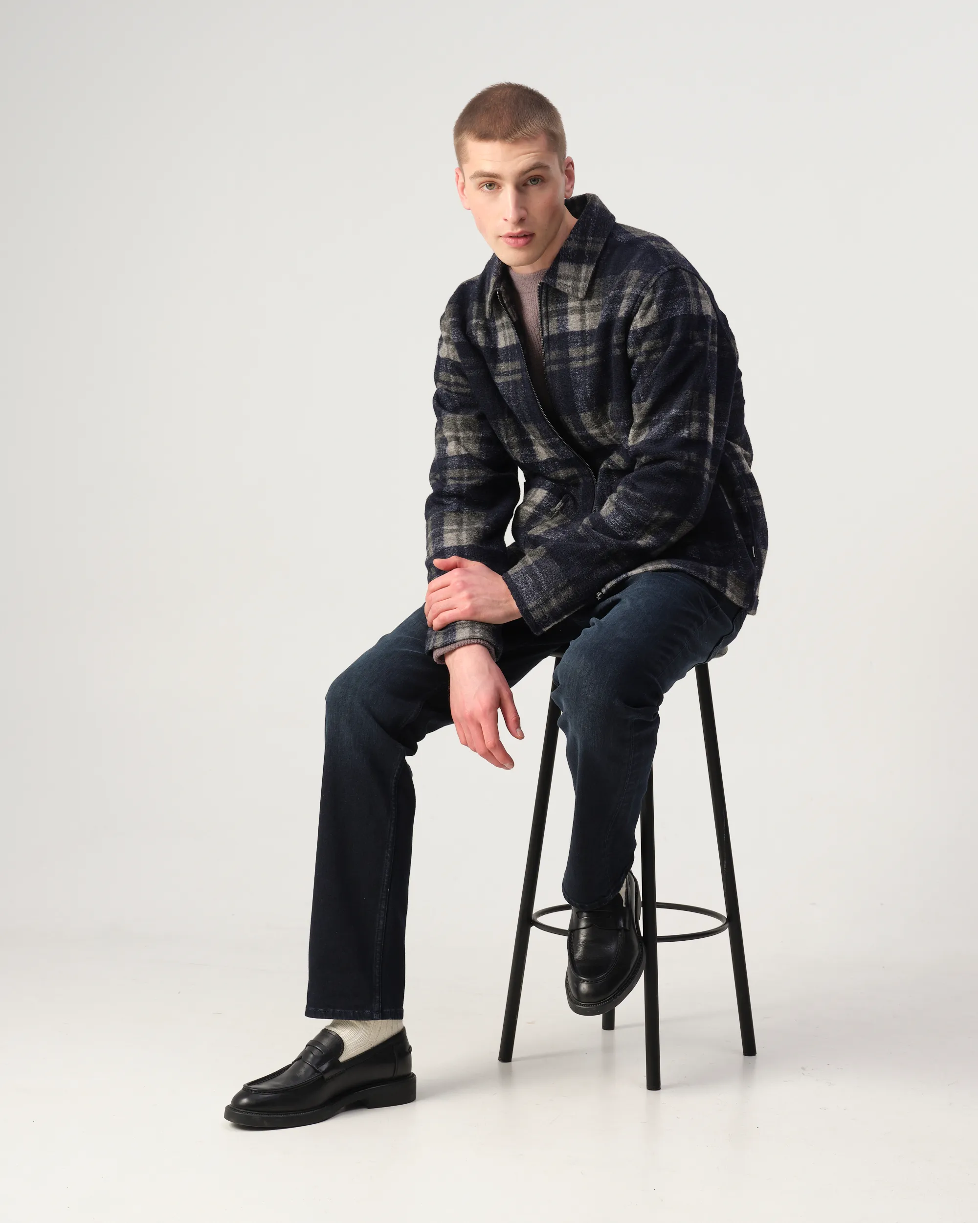 J.C. RAGS Overshirt Sky captain blue grote ruit 107581-001-L