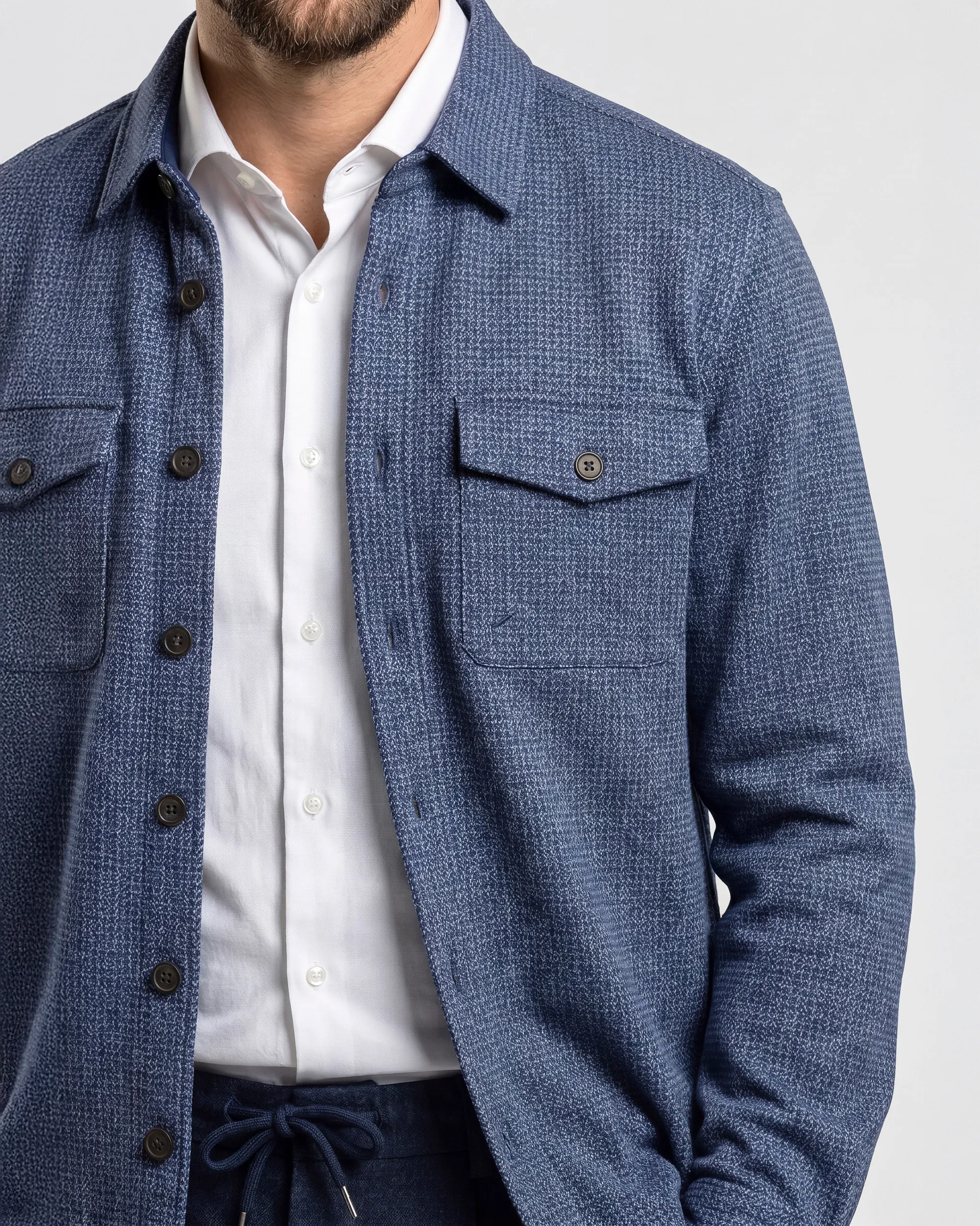 Campbell Overshirt Walker Pied de Poule Medieval blue dessin 107586-001-L