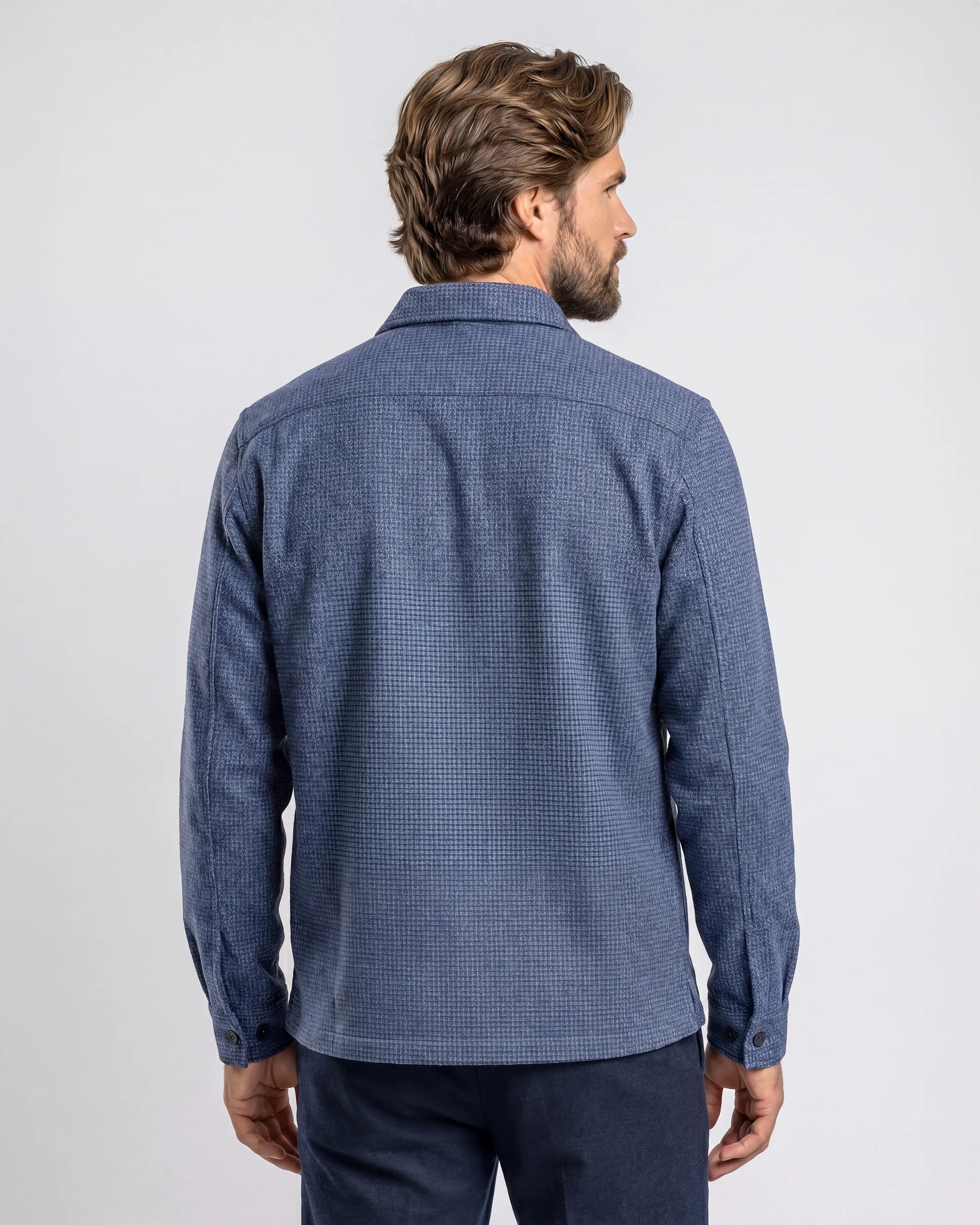 Campbell Overshirt Walker Pied de Poule Medieval blue dessin 107586-001-L