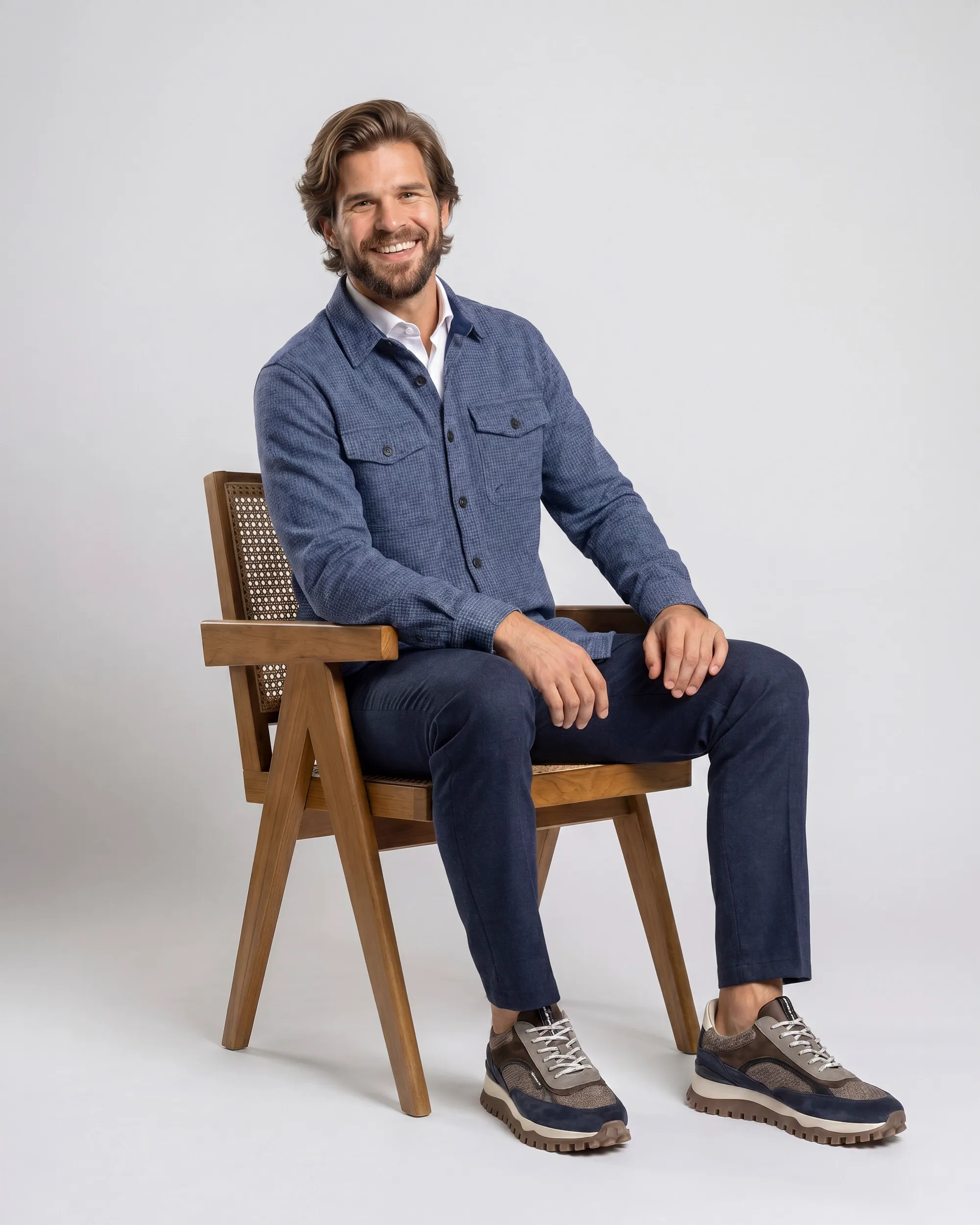 Campbell Overshirt Walker Pied de Poule Medieval blue dessin 107586-001-L