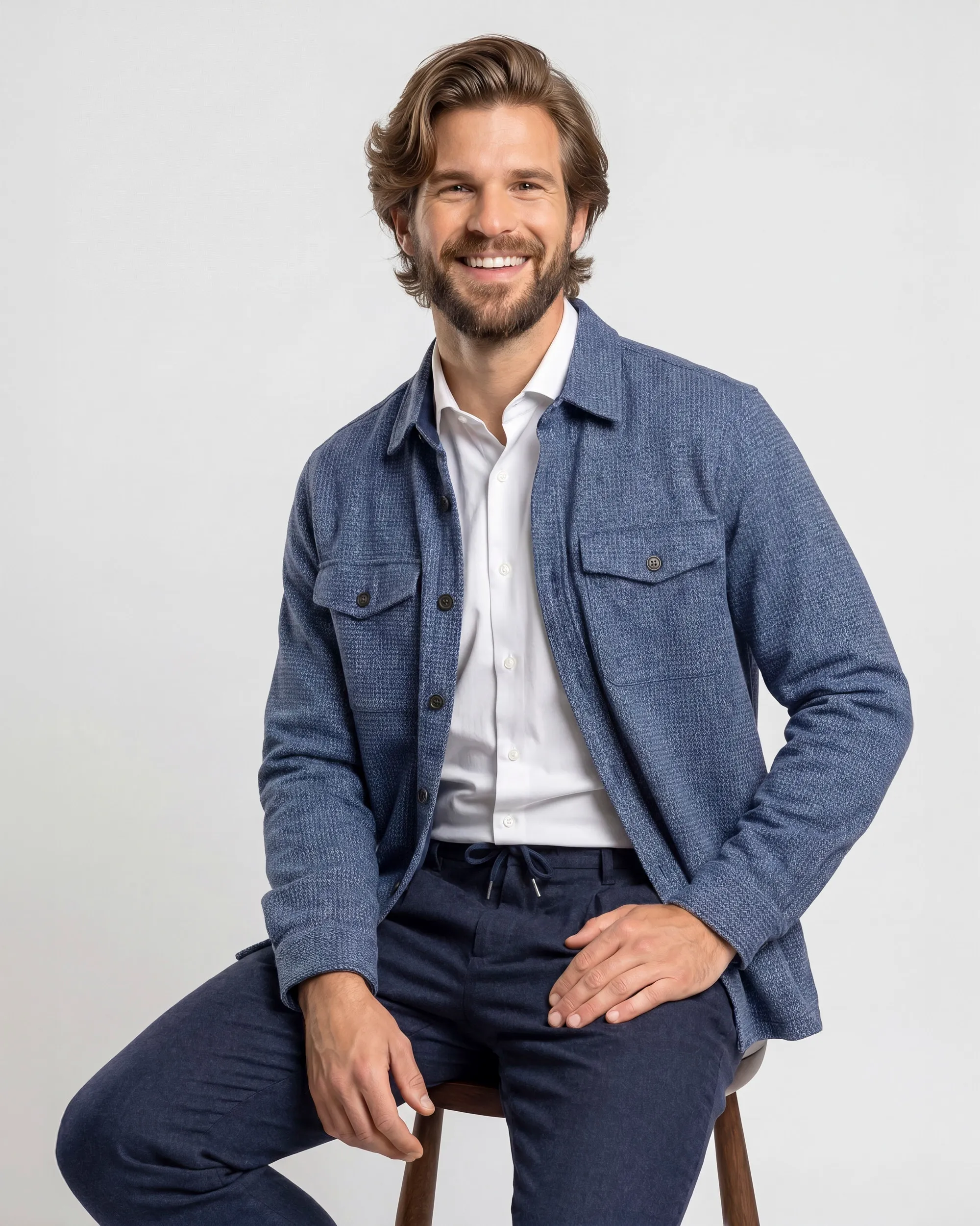Campbell Overshirt Walker Pied de Poule Medieval blue dessin 107586-001-L