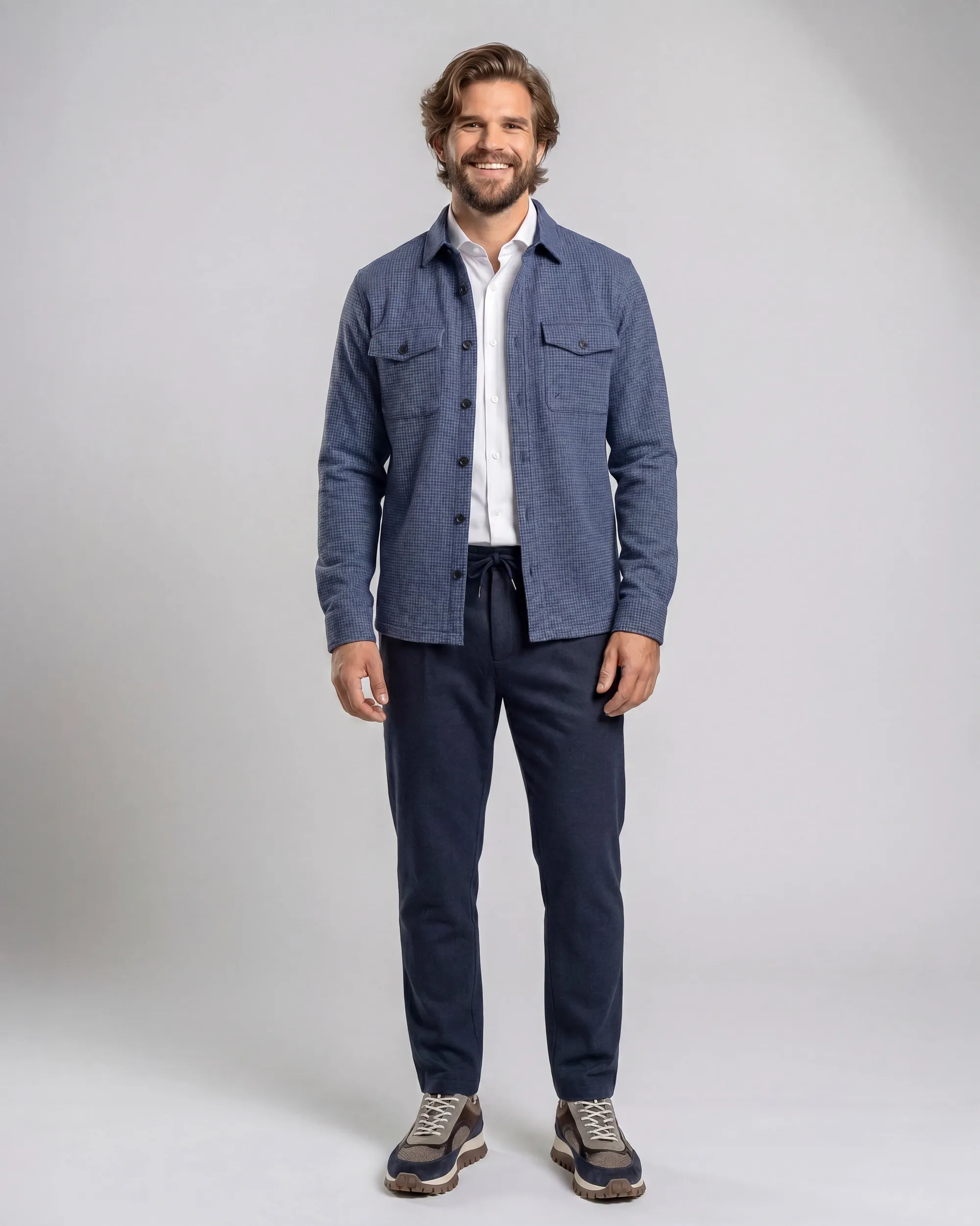 Campbell Overshirt Walker Pied de Poule Medieval blue dessin 107586-001-L