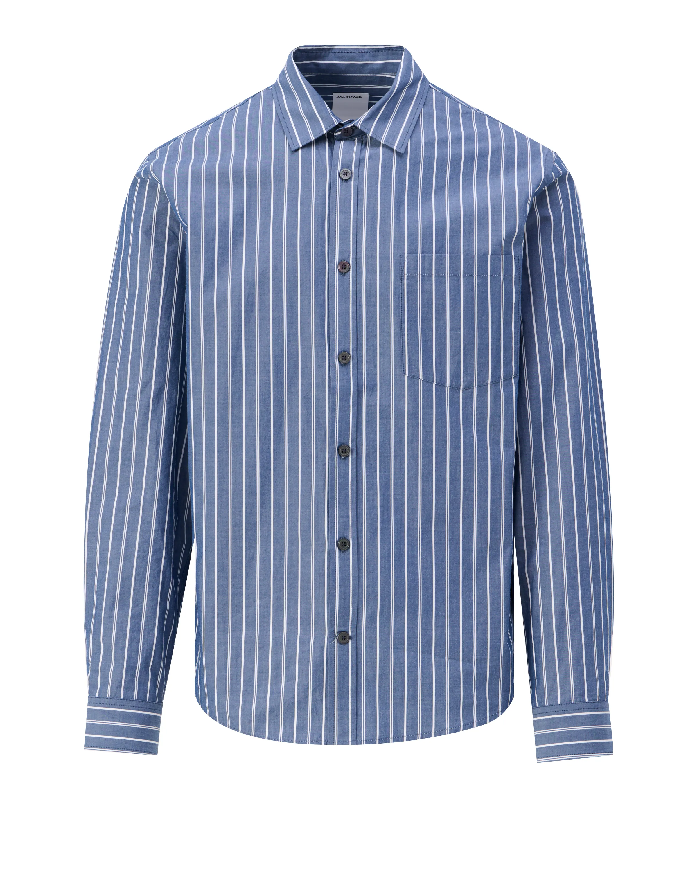 J.C. RAGS Casual Overhemd LM Sky Captain streep 107620-001-L