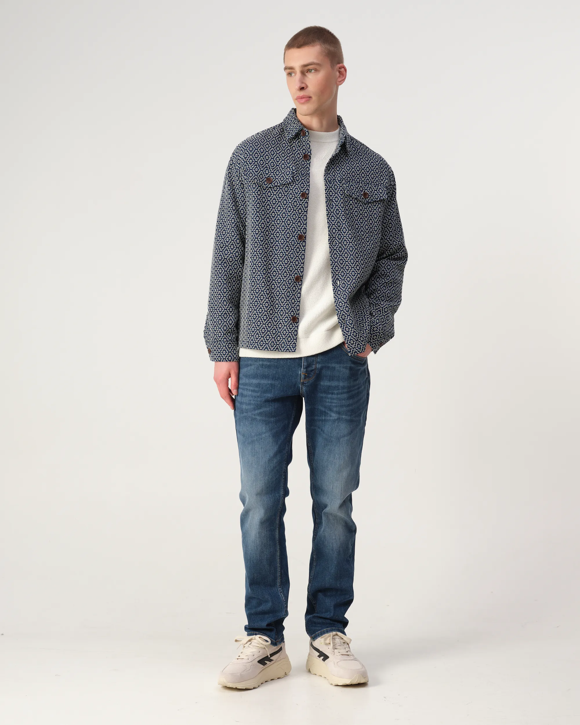 J.C. RAGS Rylee Jacquard Overshirt Sky Captain dessin 107629-001-L