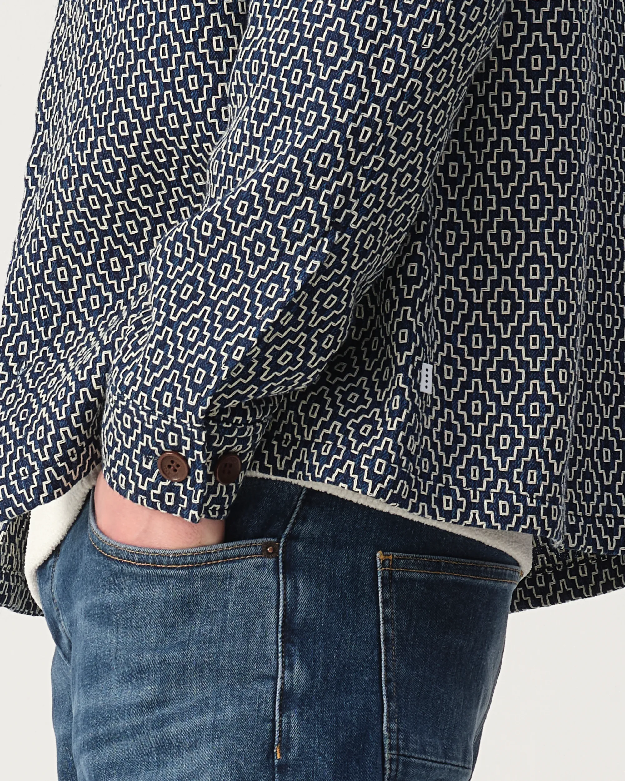 J.C. RAGS Rylee Jacquard Overshirt Sky Captain dessin 107629-001-L