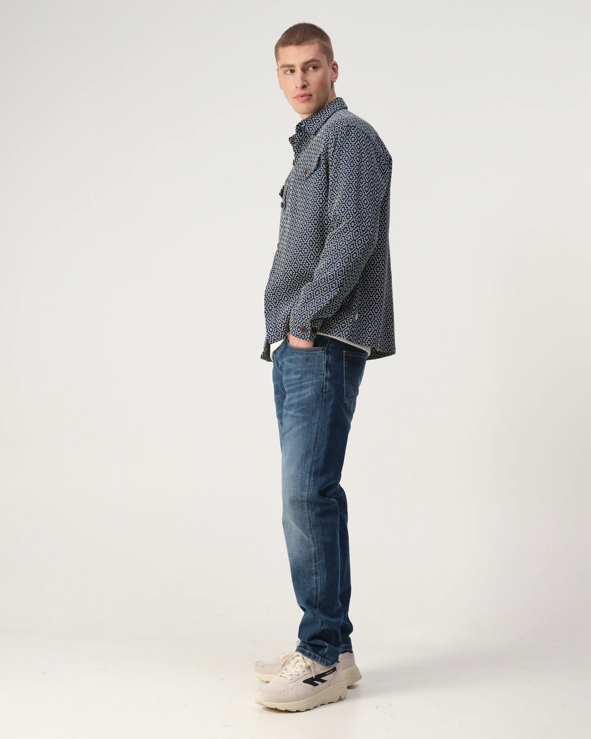 J.C. RAGS Rylee Jacquard Overshirt Sky Captain dessin 107629-001-L