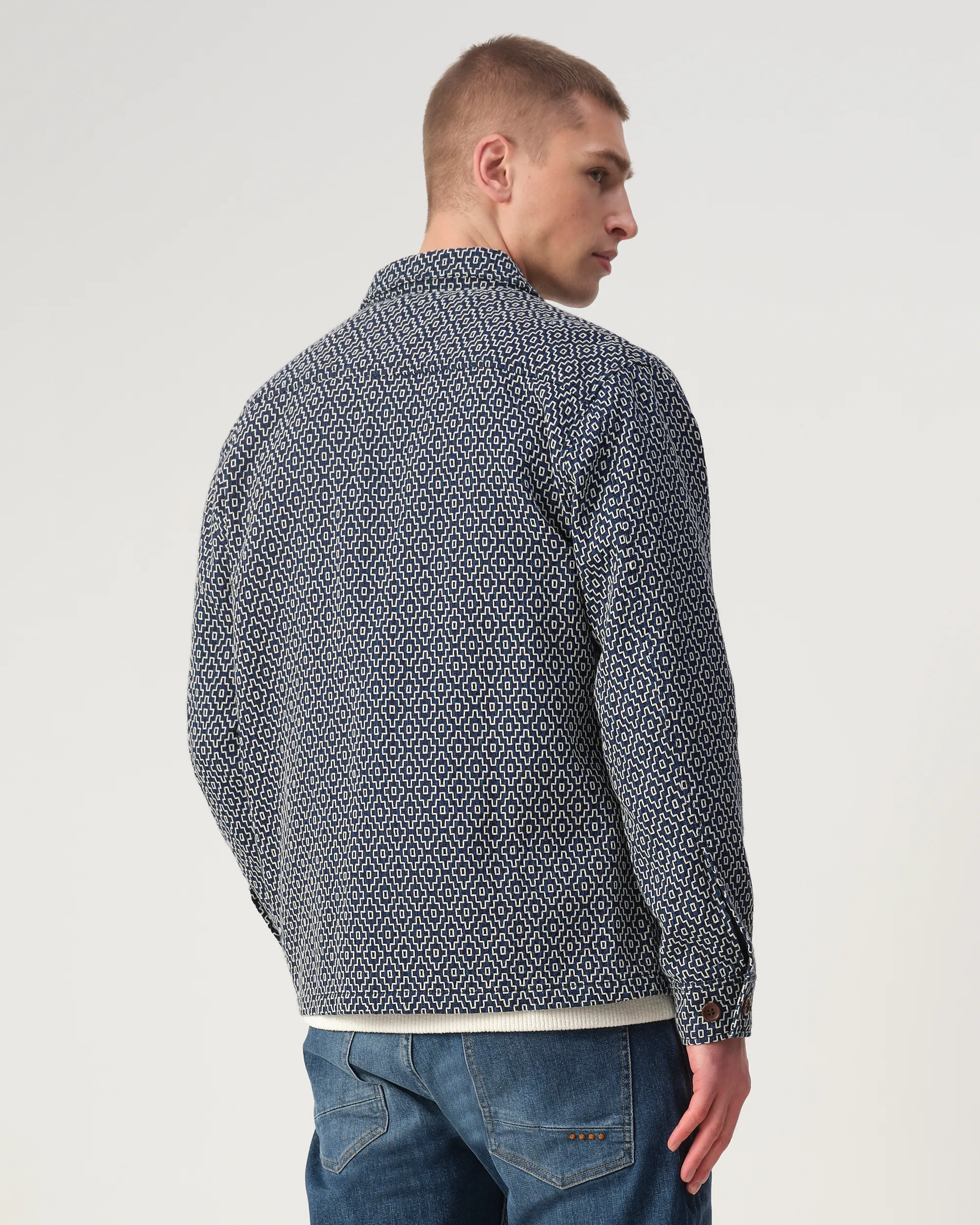 J.C. RAGS Rylee Jacquard Overshirt Sky Captain dessin 107629-001-L