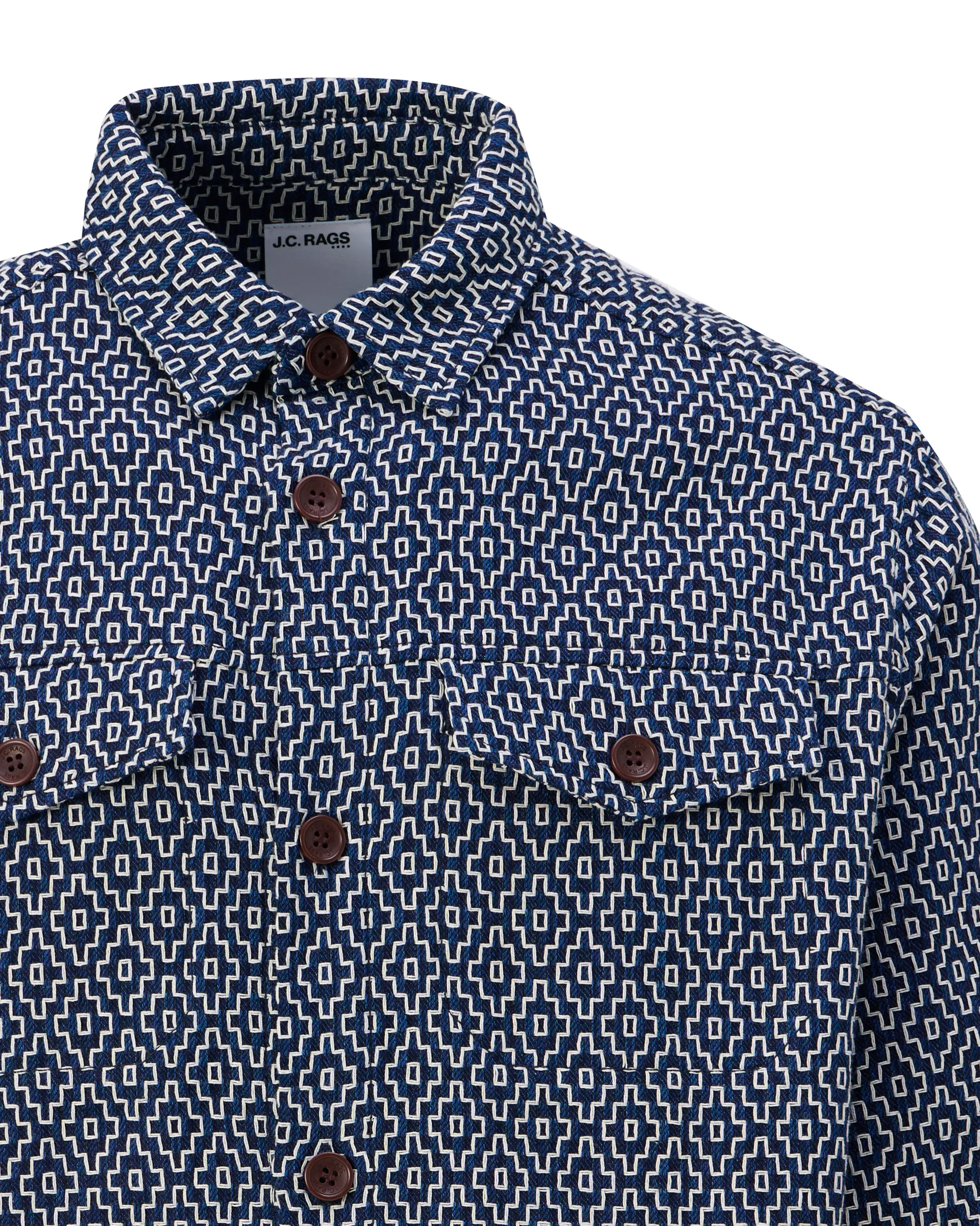 J.C. RAGS Rylee Jacquard Overshirt Sky Captain dessin 107629-001-L