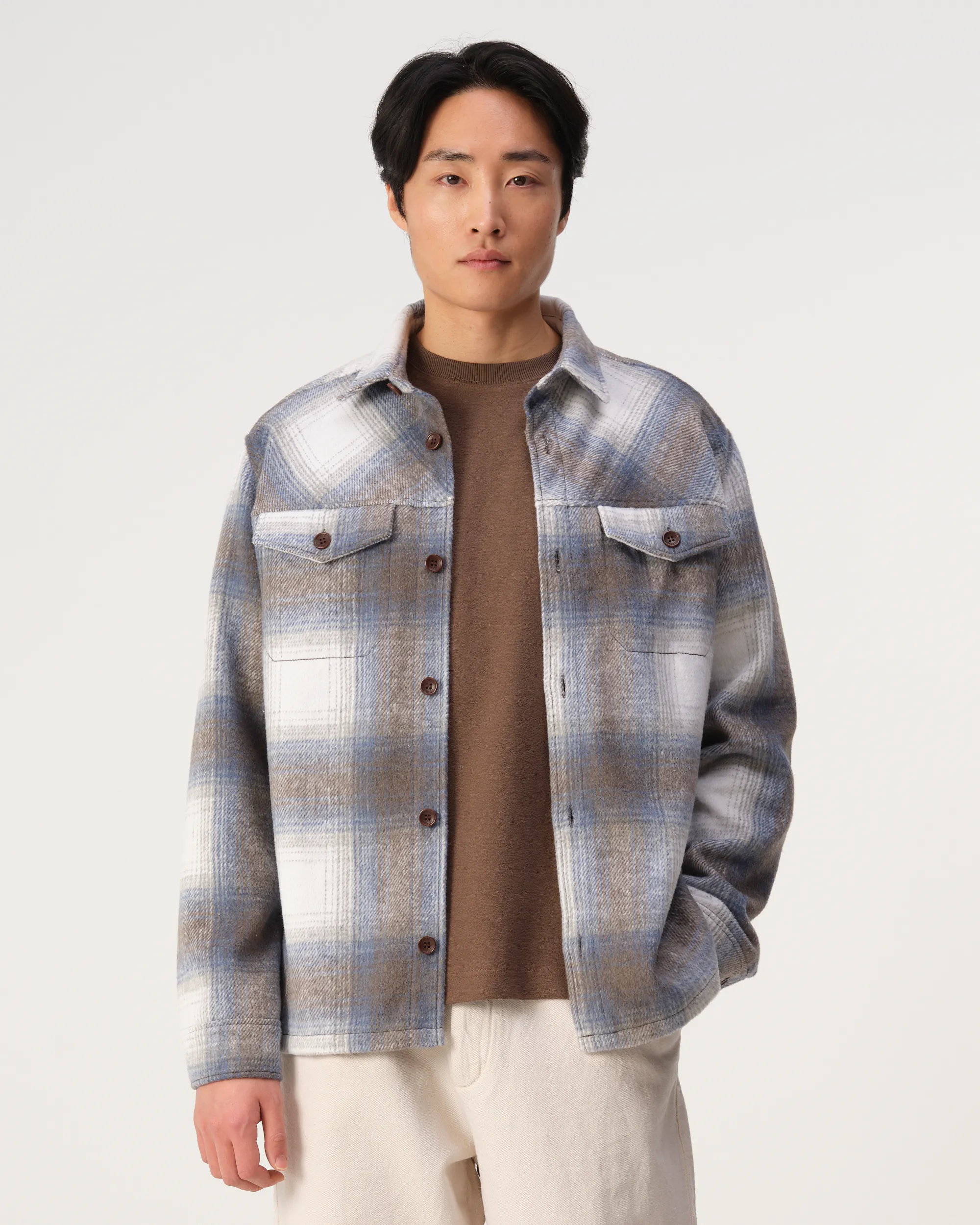 J.C. RAGS Rylee Check Overshirt Plum Kitten Grey big check 107630-001-L