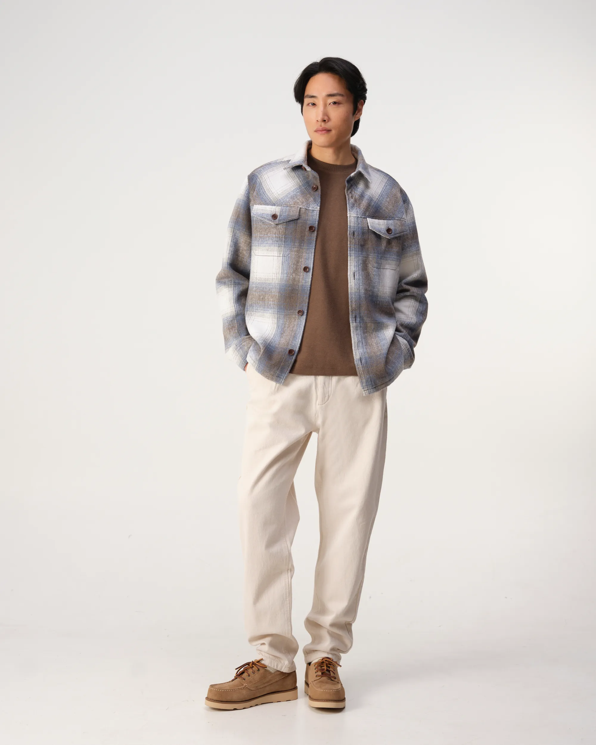 J.C. RAGS Rylee Check Overshirt Plum Kitten Grey big check 107630-001-L
