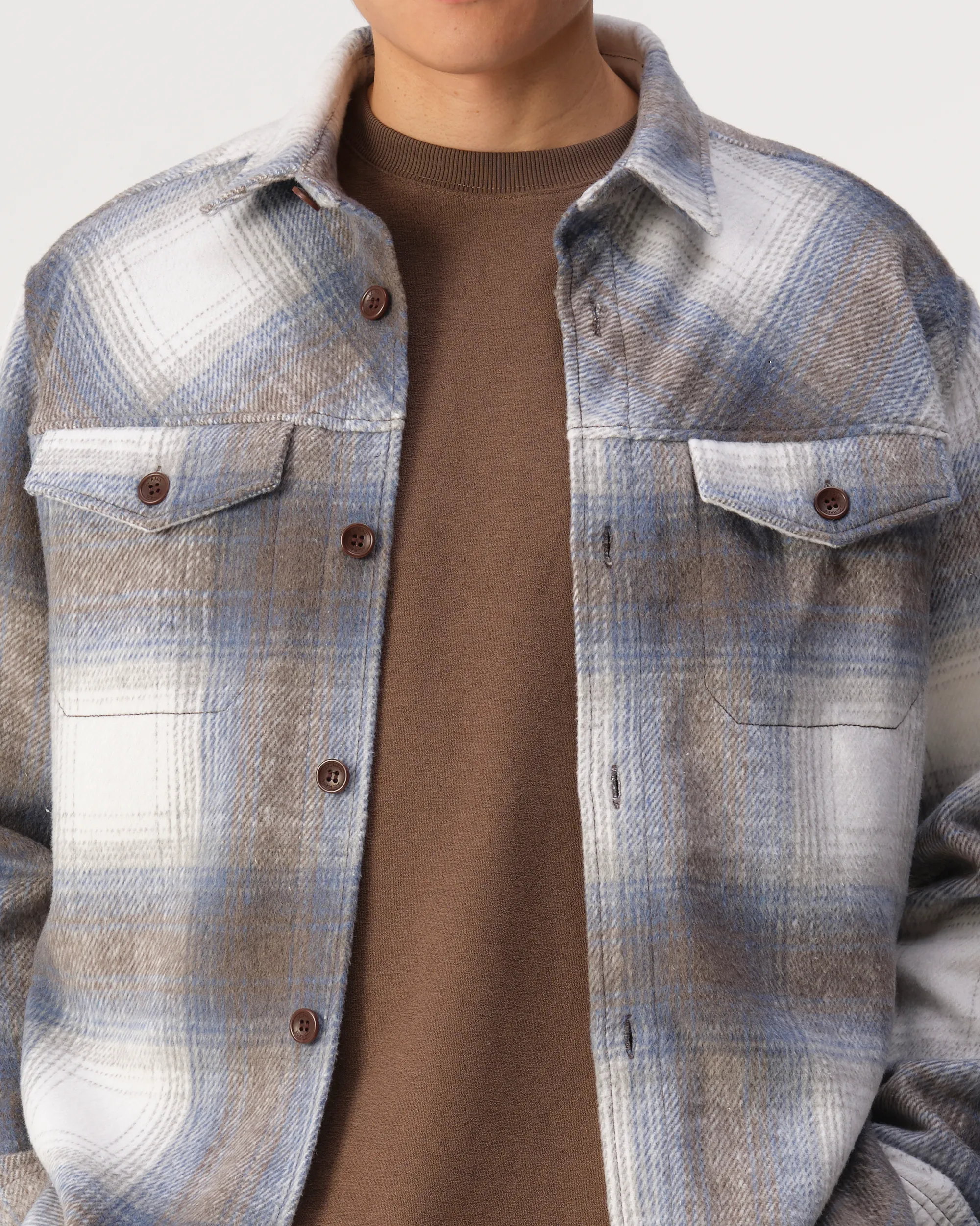 J.C. RAGS Rylee Check Overshirt Plum Kitten Grey big check 107630-001-L