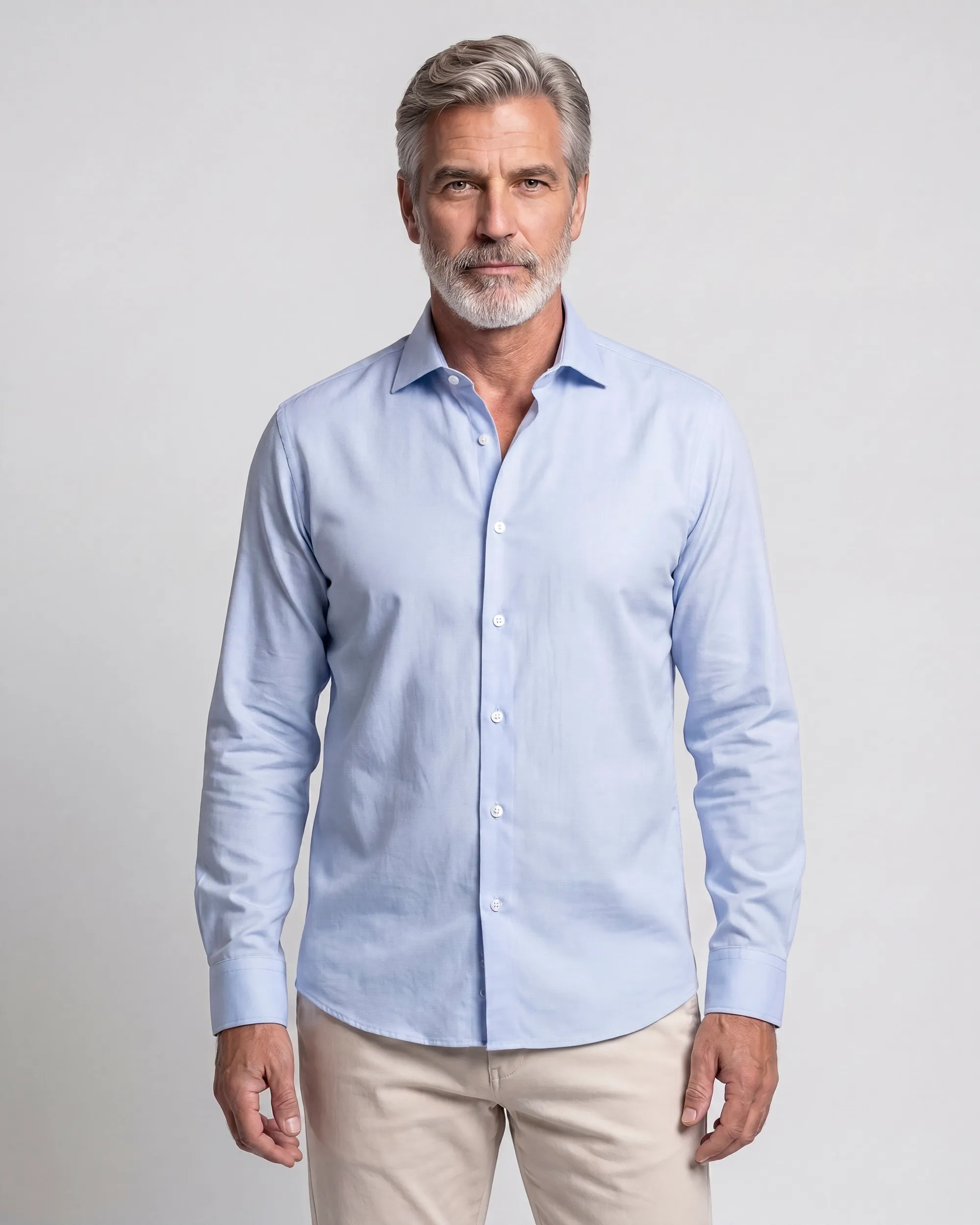 Campbell Casual Overhemd LM Chambray Blue 107638-002-L