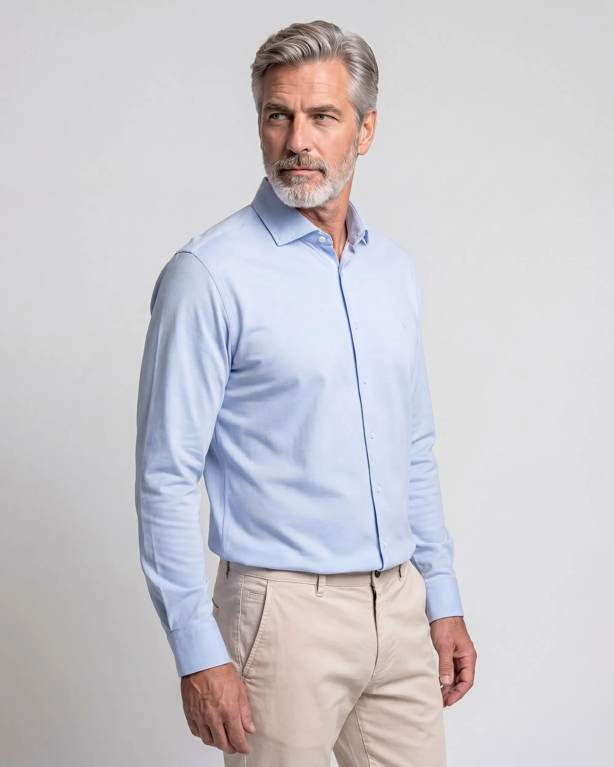 Campbell Casual Overhemd LM Chambray Blue 107638-002-L