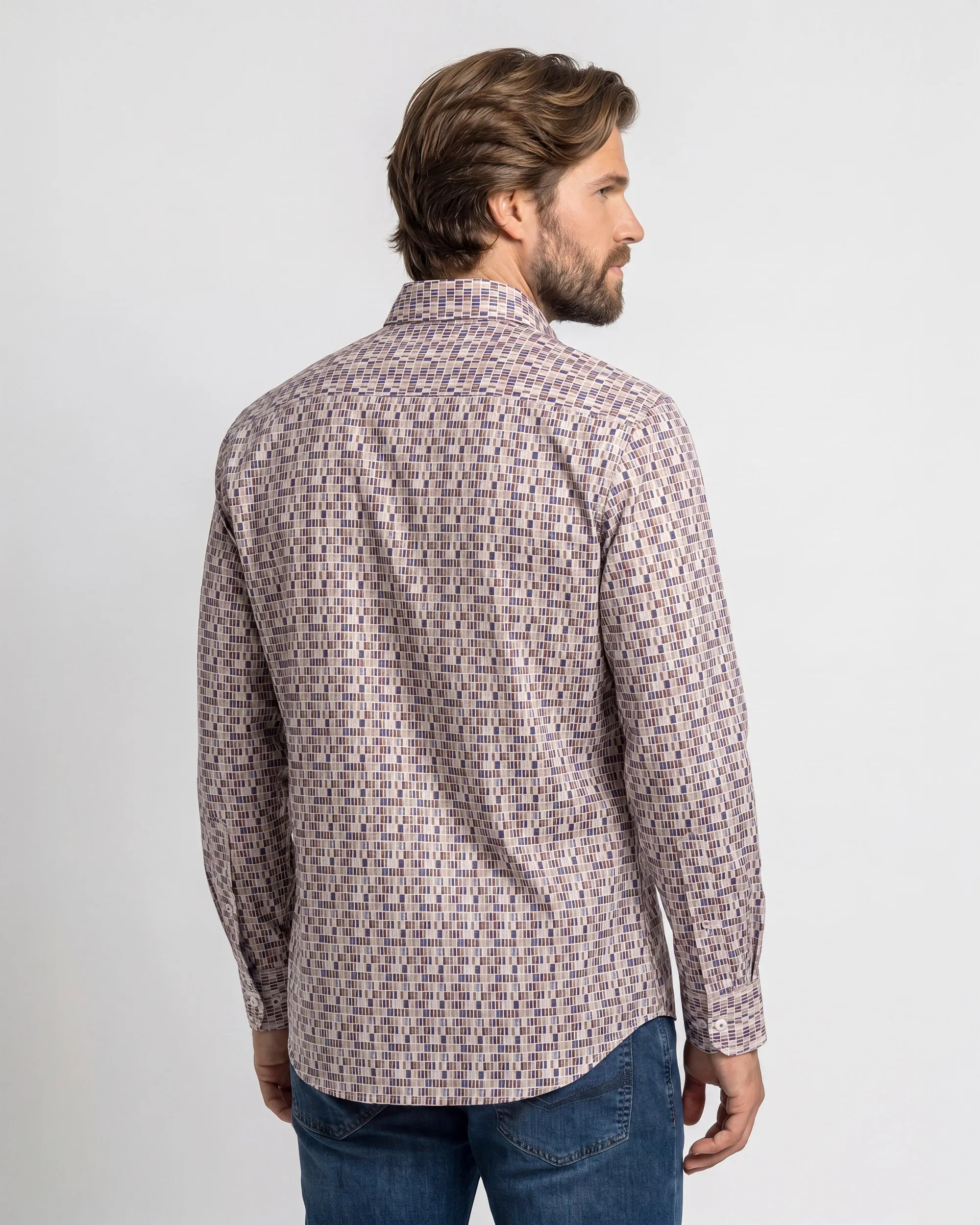 Campbell Casual Overhemd LM Coffee Bean brown 107639-001-L