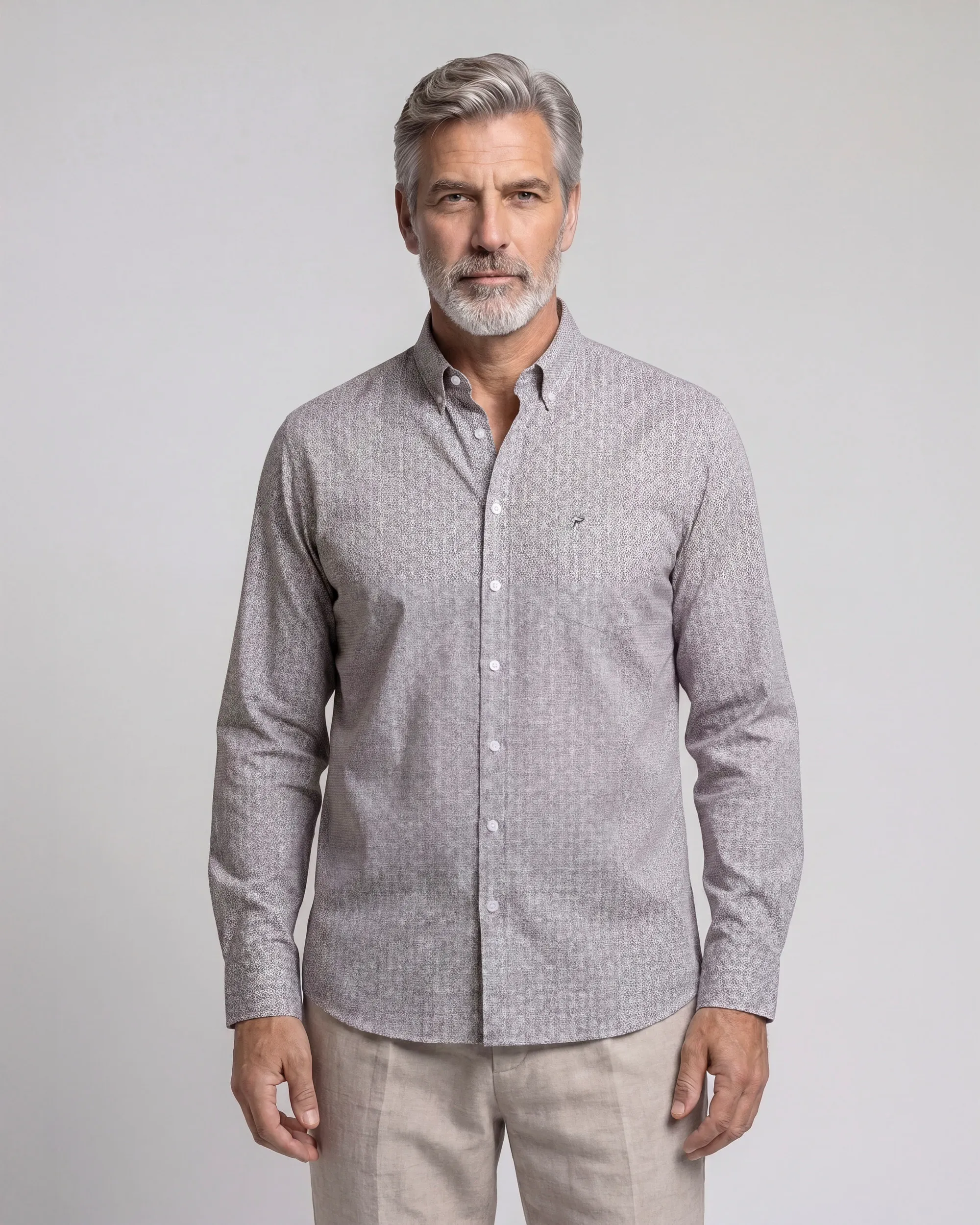 Campbell Casual Overhemd LM Fallen Rock brown 107641-001-L