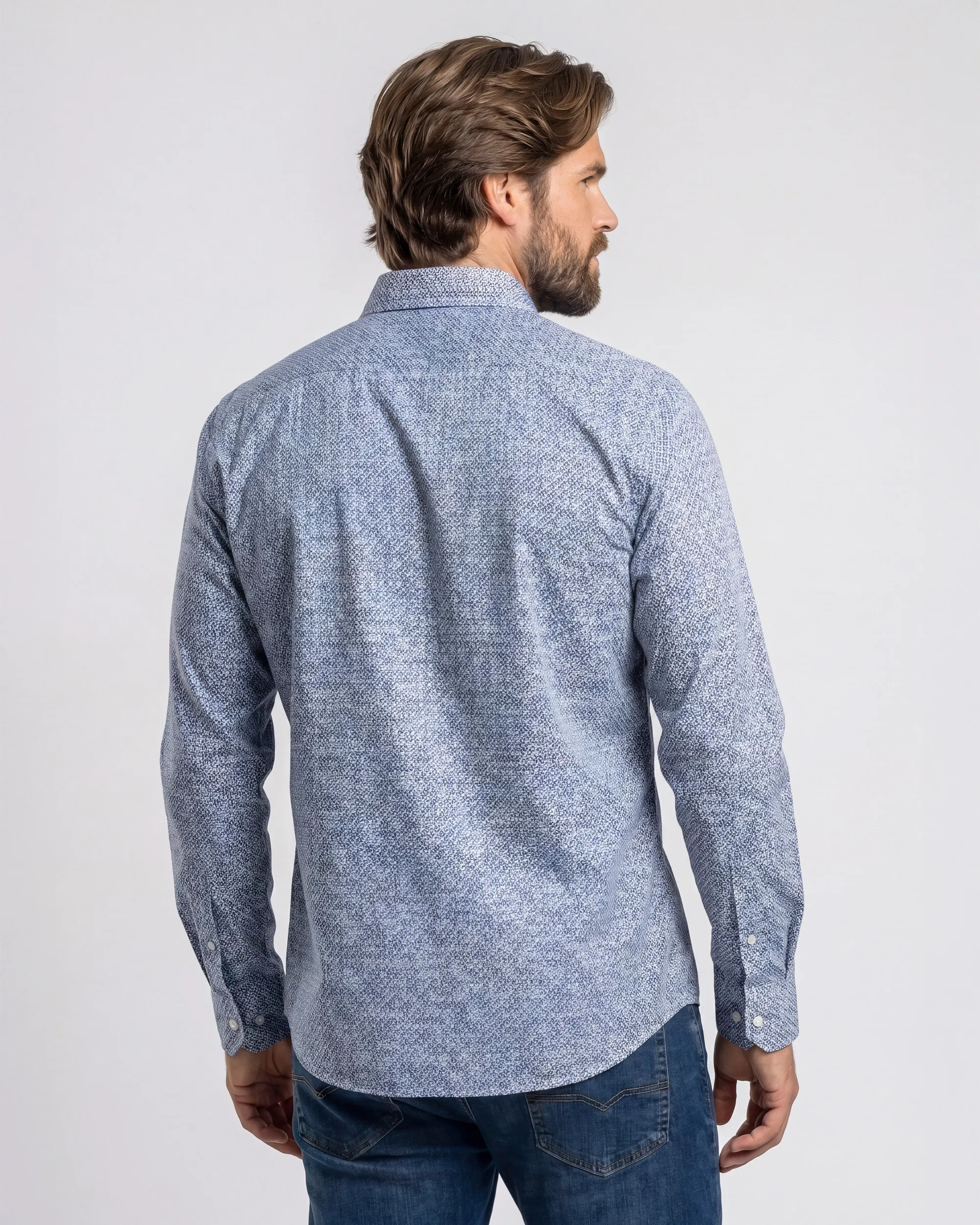 Campbell Casual Overhemd LM Ashley Blue 107641-002-L