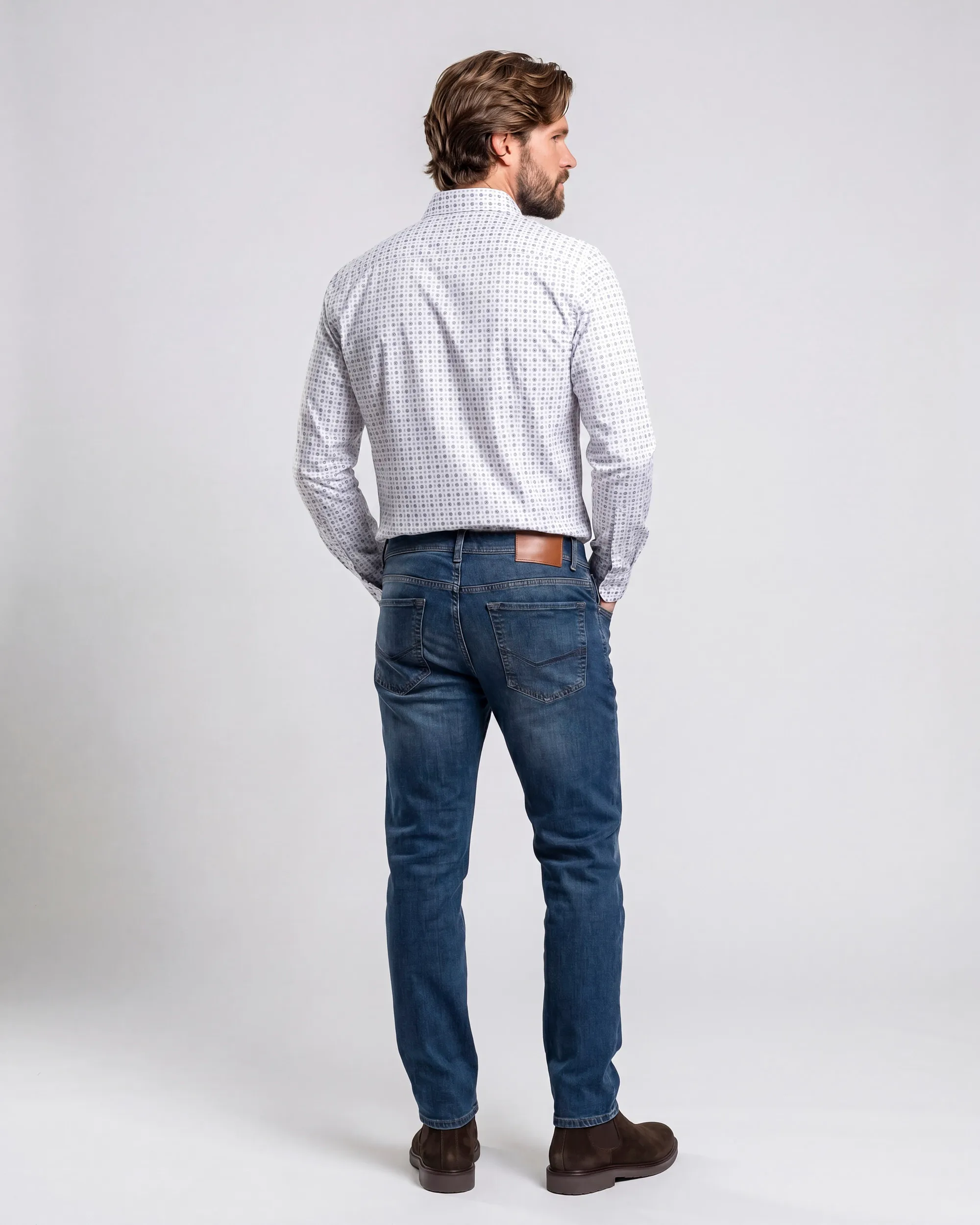 Campbell Casual Overhemd LM True Navy 107642-001-L