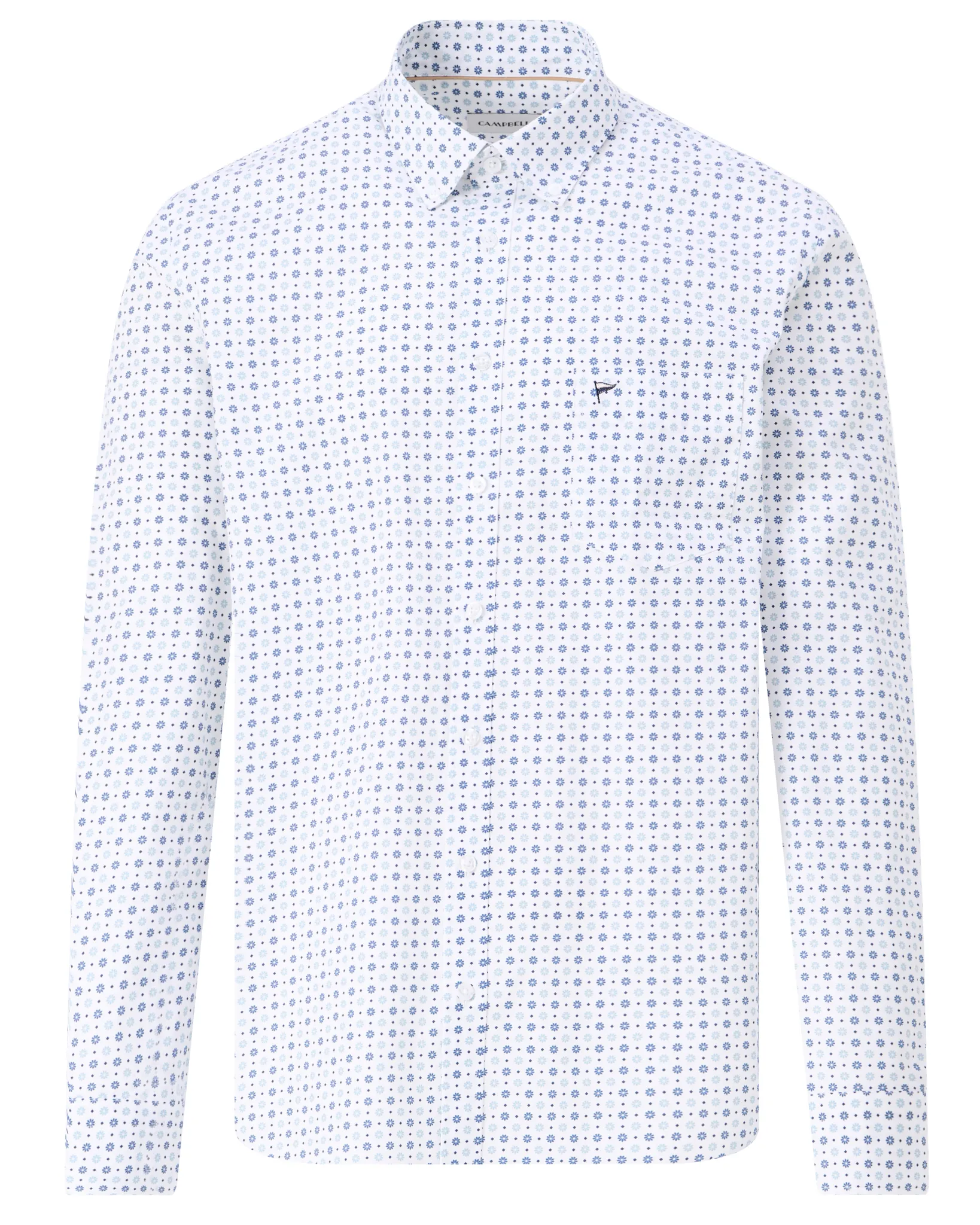 Campbell Casual Overhemd LM True Navy 107642-001-L