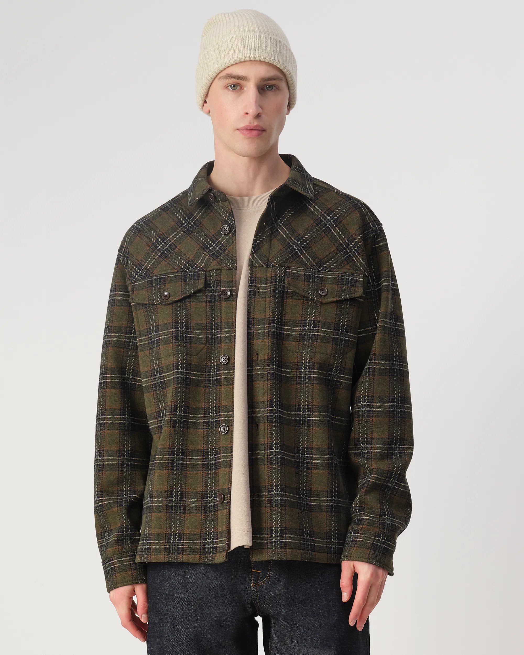 J.C. RAGS Rylee Overshirt Duffel bag green big check 107648-002-L