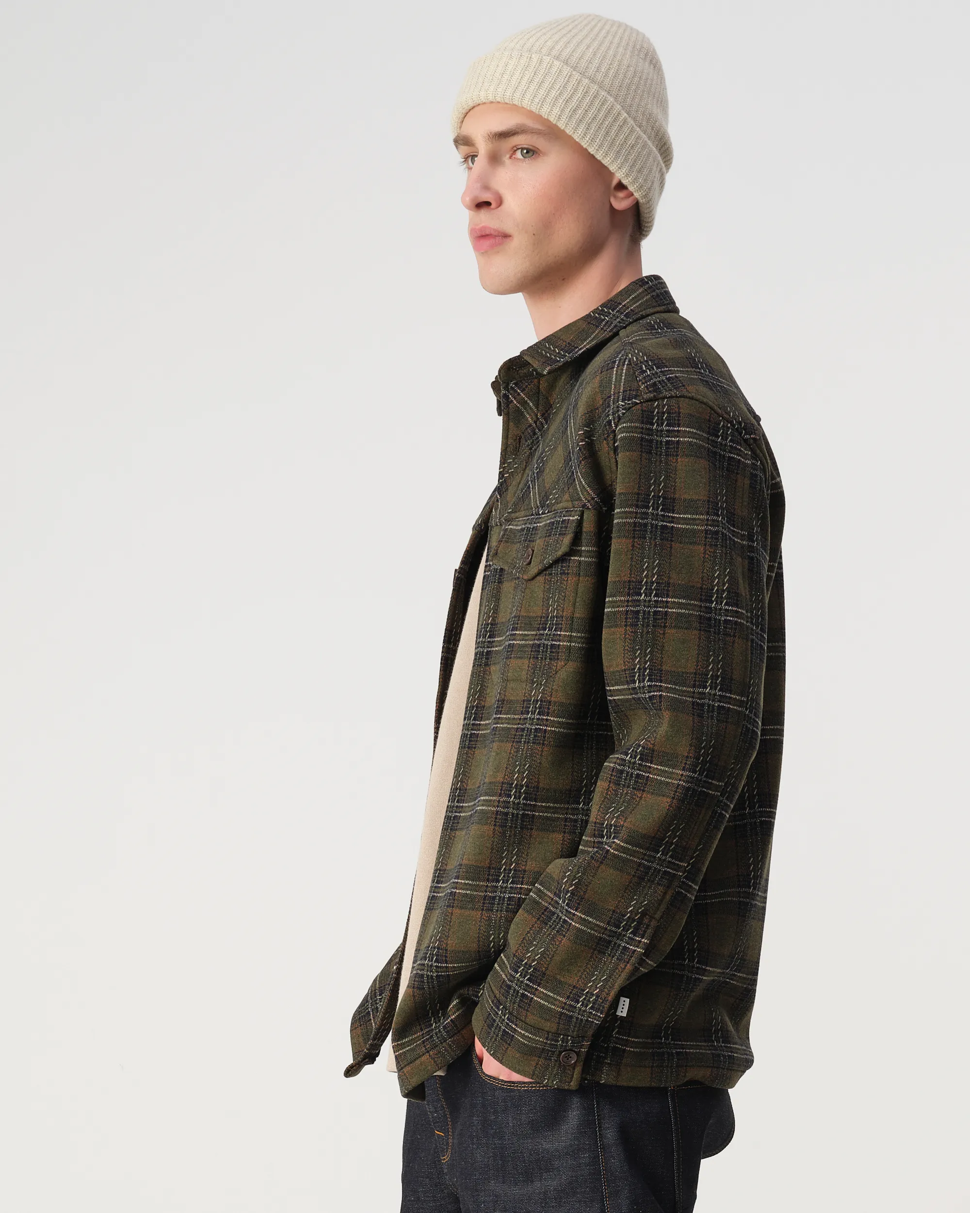 J.C. RAGS Rylee Overshirt Duffel bag green big check 107648-002-L